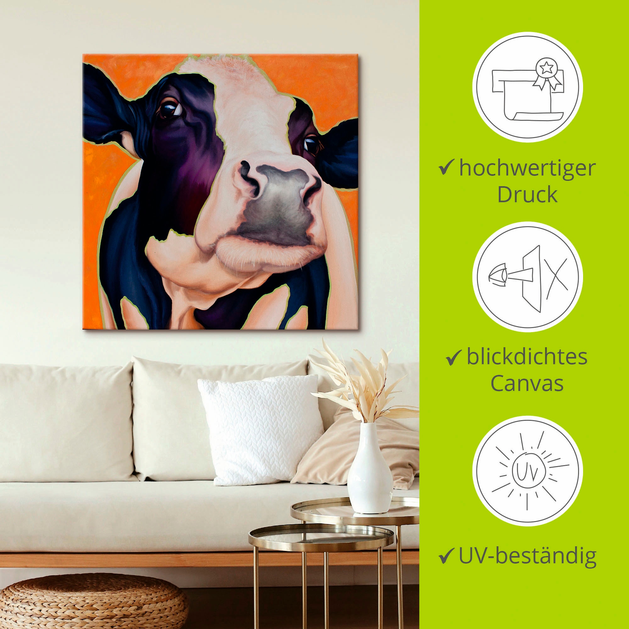 Artland Tableau sur toile »Kuh Rosa« 1 cuis tlg. auf Holzrahmen gespannt