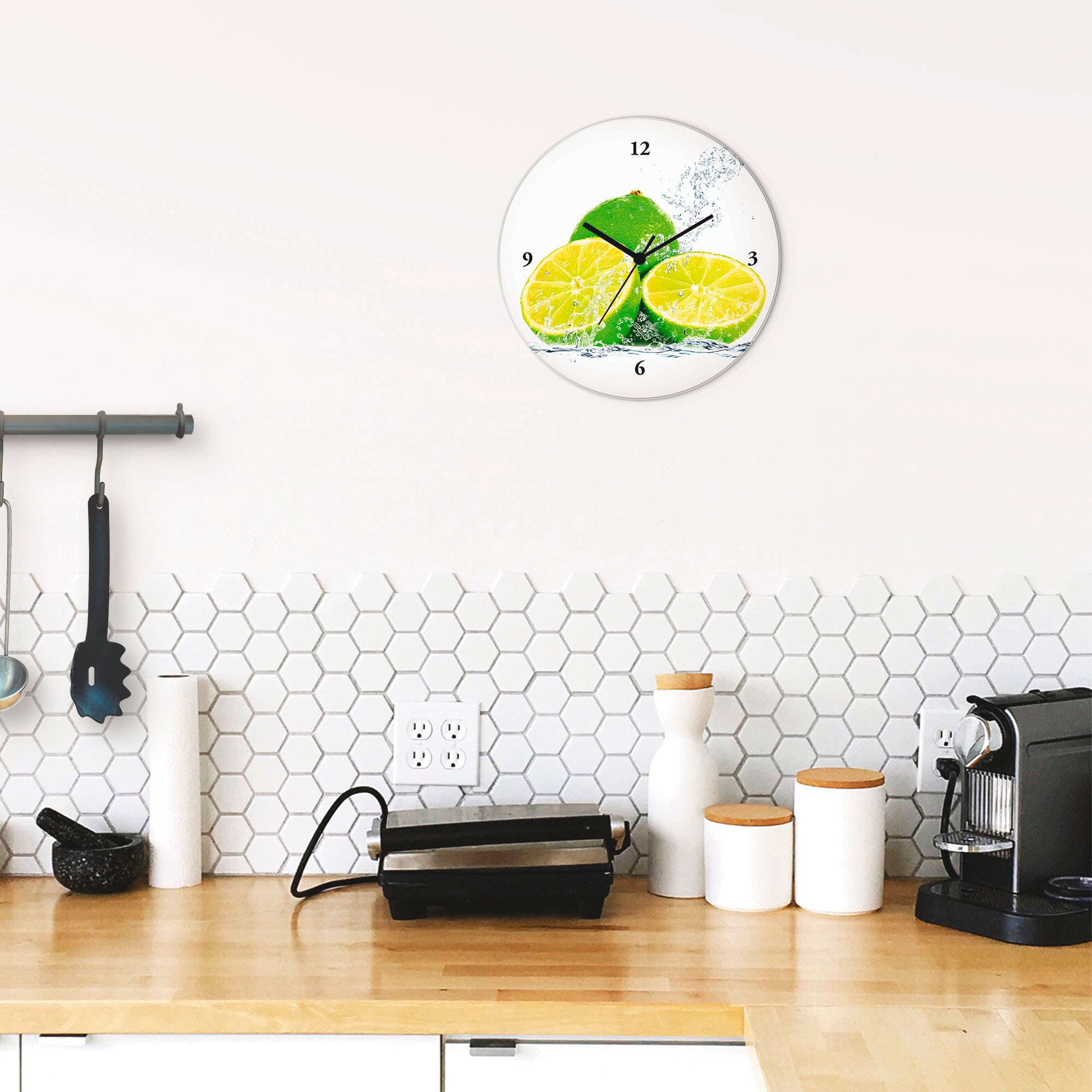 Artland »Limette mit Spritzwasser« wahlweise mit Quarz- oder Funkuhrwerk, lautlos ohne Tickgeräusche