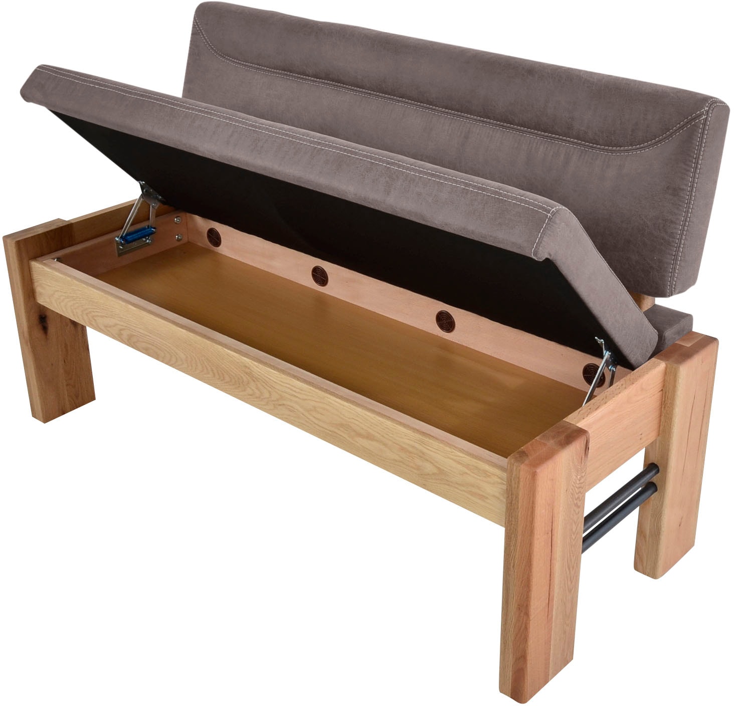 K+W Komfort & Wohnen Polsterbank gepolsterte Stauraumbank, Massivholz, in 2 Breiten 161cm oder 181cm
