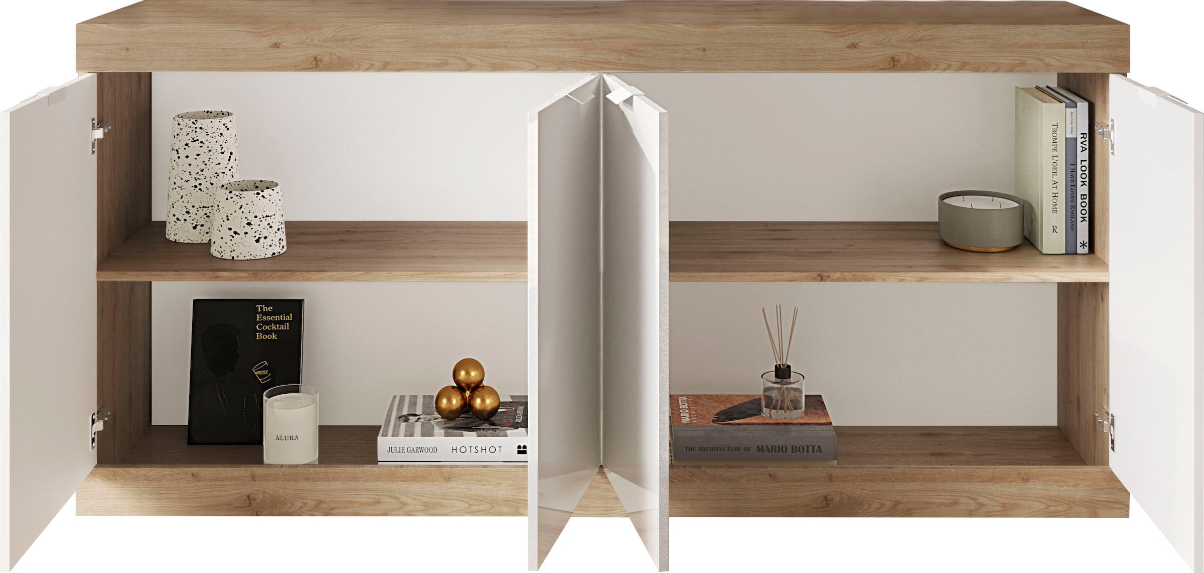 LC Sideboard »Slim«, Breite 181 cm, weiss Hochglanz Lack versandkostenfrei  auf
