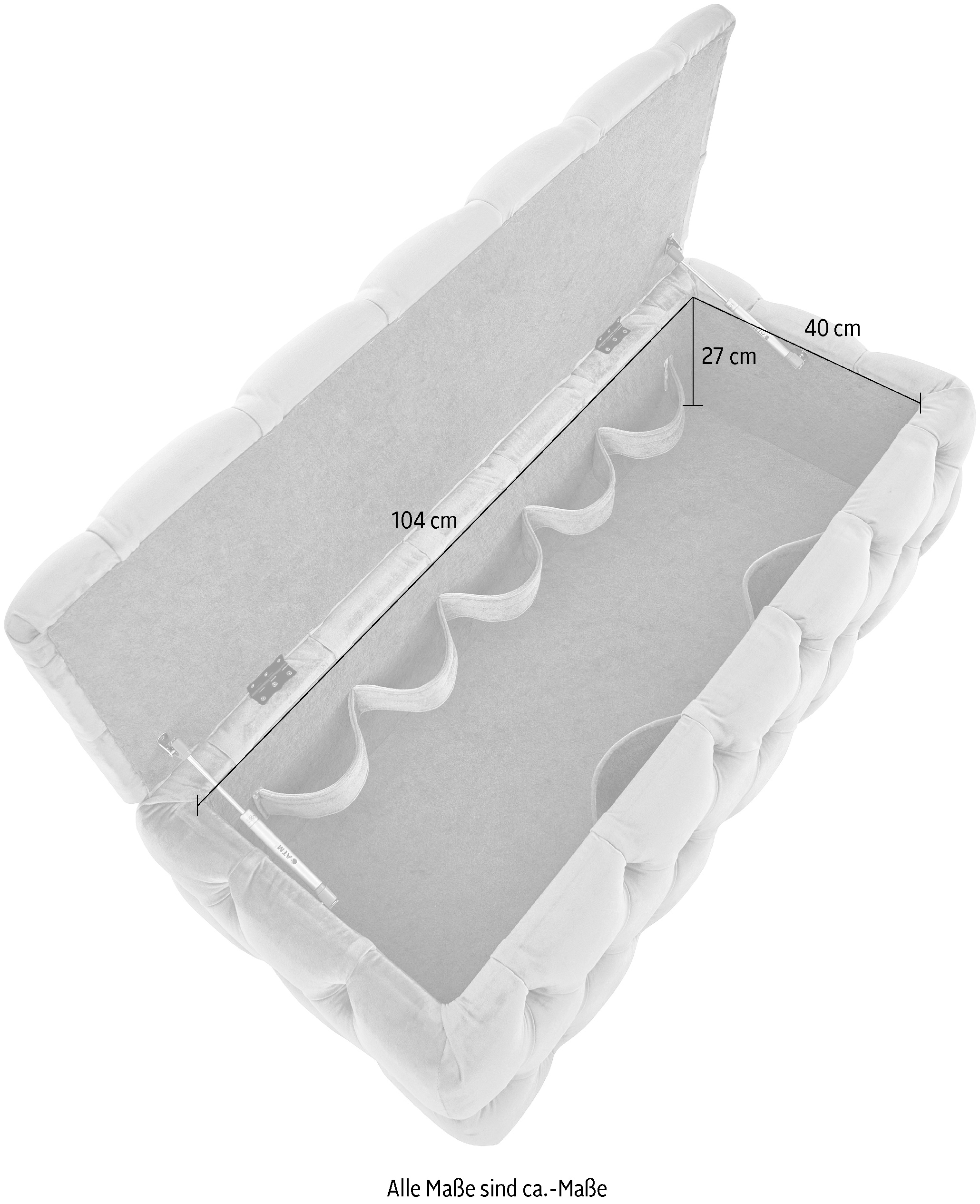 Home affaire Tabouret rembourré »KALINA, hochwertige Knopfheftung, B/T/H: 120/55/45 cm« mit Staufach und innenliegenden Laschen zur besseren Aufbewahrung