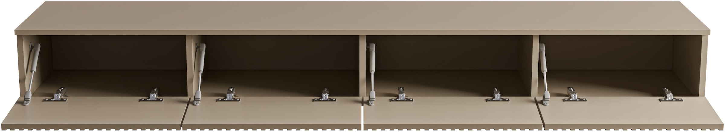 HBZ Table basse »Lowboard Lanai, hängend, mit moderner Rillenoptik« 1 cuis tlg. Largeur 200cm, revêtement mélaminé, ouverture par pression