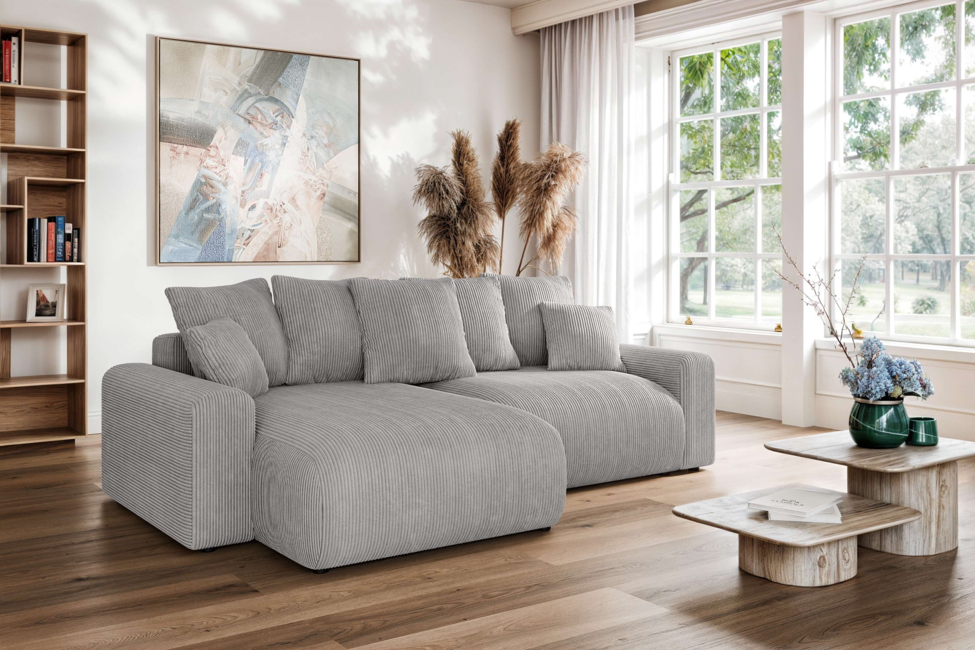 Home affaire Canapé d'angle »LAKESIDE klein mit Bettfunktion und Bettkasten, B/T/H 235/142/84 cm« L-Form, Recamiere beidseitig montierbar, mit Wellenunterfederung