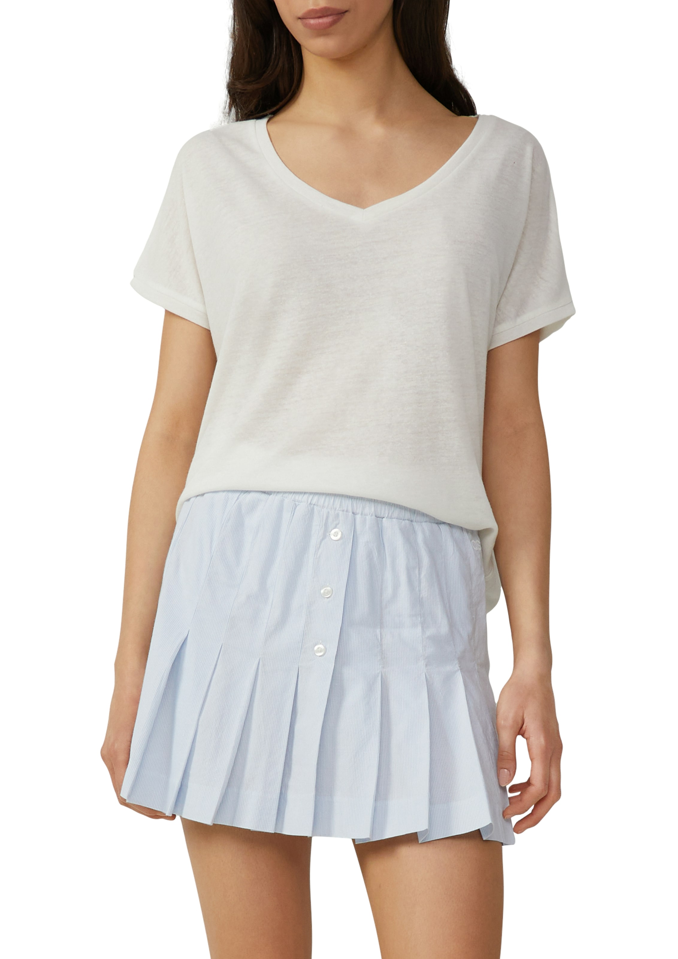 Image of QS T-Shirt mit Leinenanteil