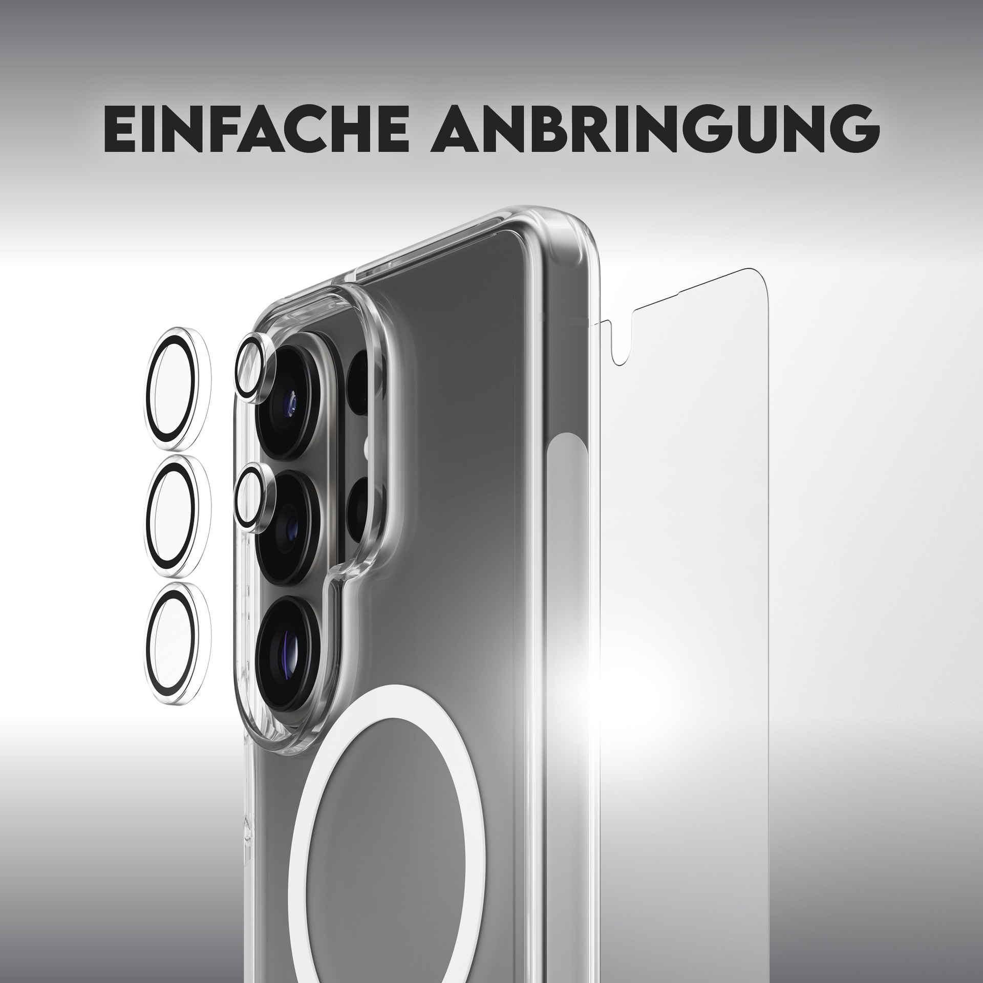 CARE by PanzerGlass Displayschutzglas »3-in-1 Protection Explorer Bundle« für Samsung Galaxy S26 Ultra Displayschutzfolie, Schutzfolie, Bildschirmschutz, kratz- & stossfest