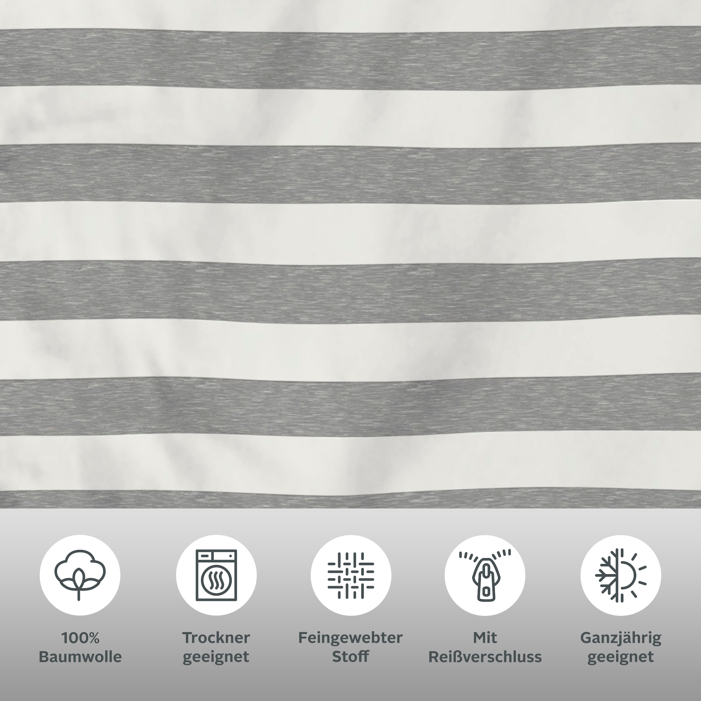 GOODproduct Wendebettwäsche »Big Stripe«, 100% Bio-Baumwolle GOTS zertifiziert, Streifen-Design in Melange-Optik