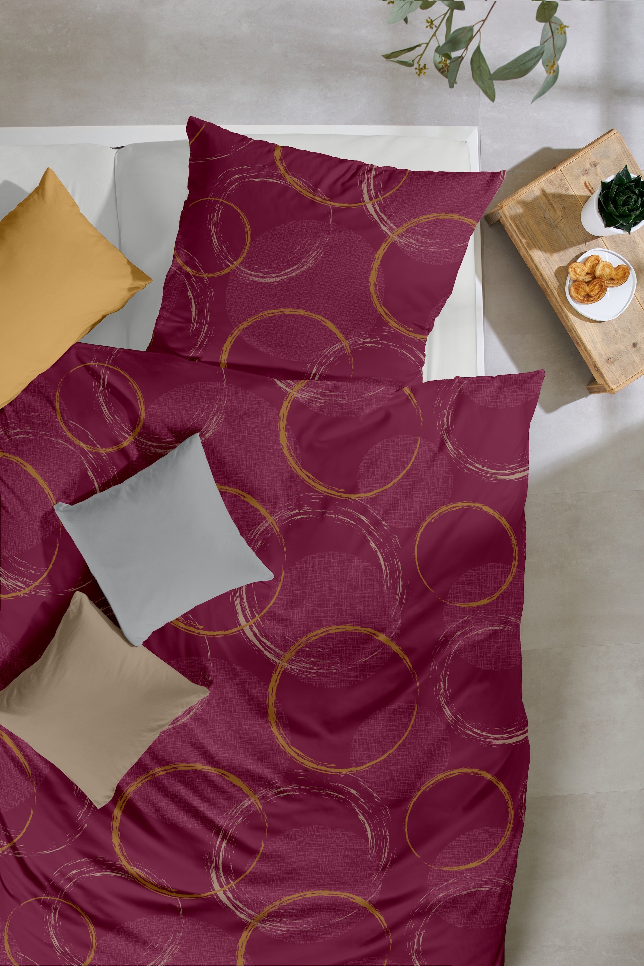 Primera Linge de lit »Mako-Satin -Bettwäsche Trace« 2 cuis avec motif circulaire frais