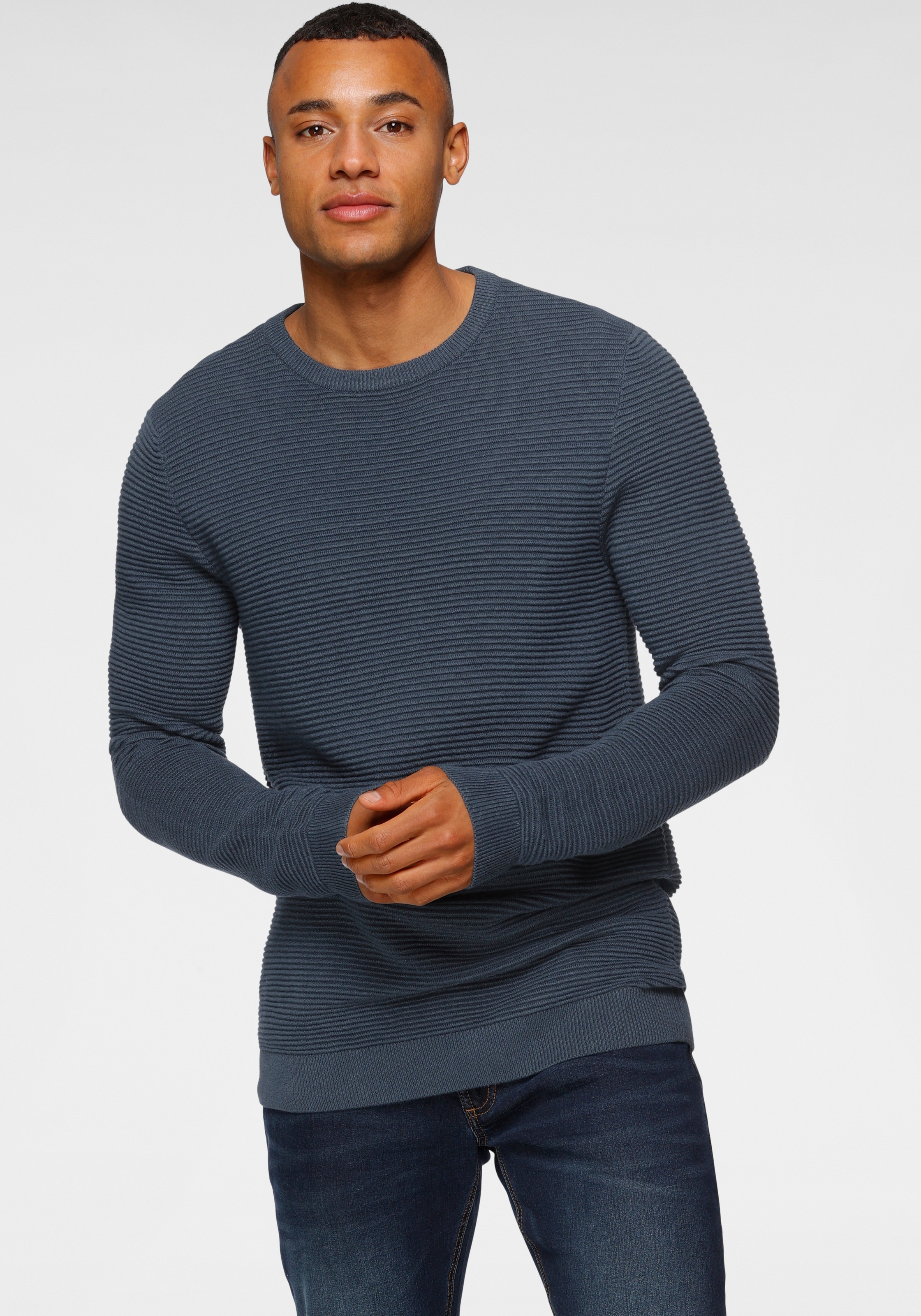 Image of John Devin Rundhalspullover, in Rippenstrick bei Ackermann Versand Schweiz