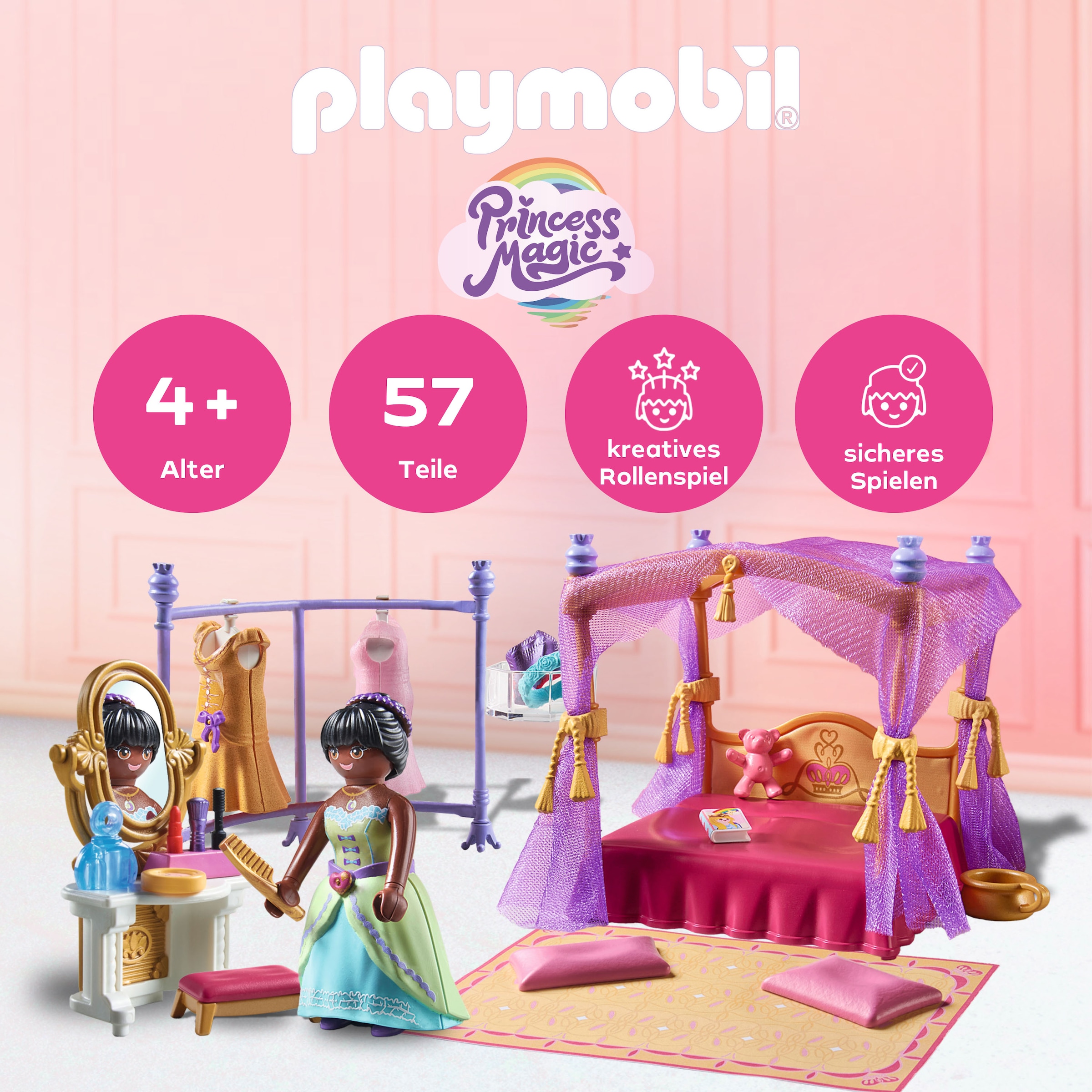 Playmobil® Konstruktions-Spielset »Prinzessinnen-Schlafzimmer mit Ankleide (71847), Princess Magic« Made in Europe