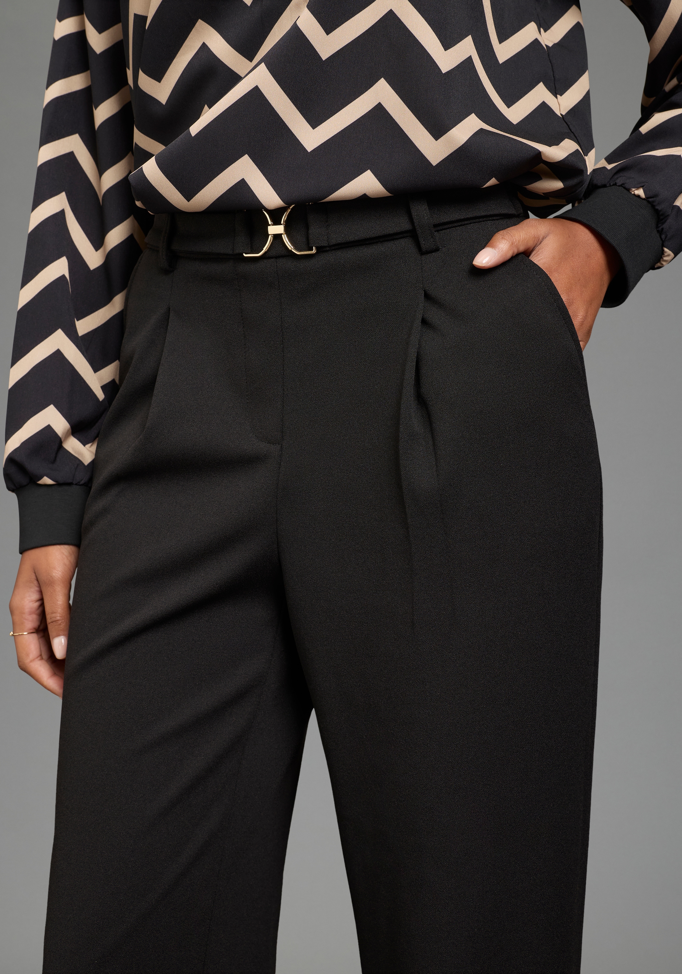 Laura Scott Pantalon à enfiler  avec une part d'élasthanne, pour automne et hiver, adapté au business