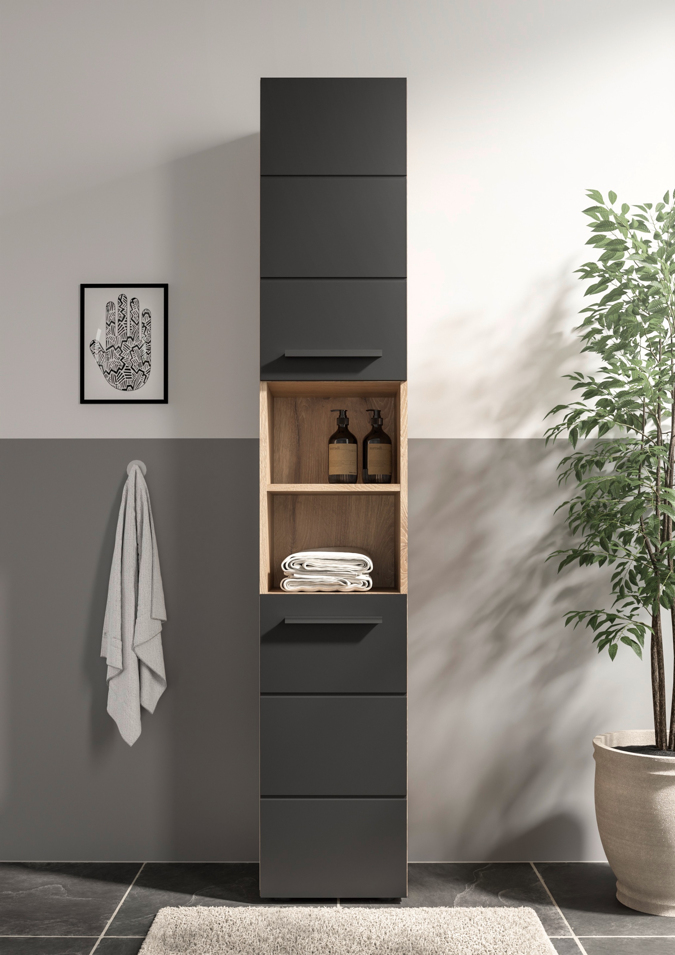 BASIC by Balculina Armoire haute »Rom BxHxT 34x190x31 cm« 1 cuis tlg. largeur 34cm, poignées en plastique, Made in Europa