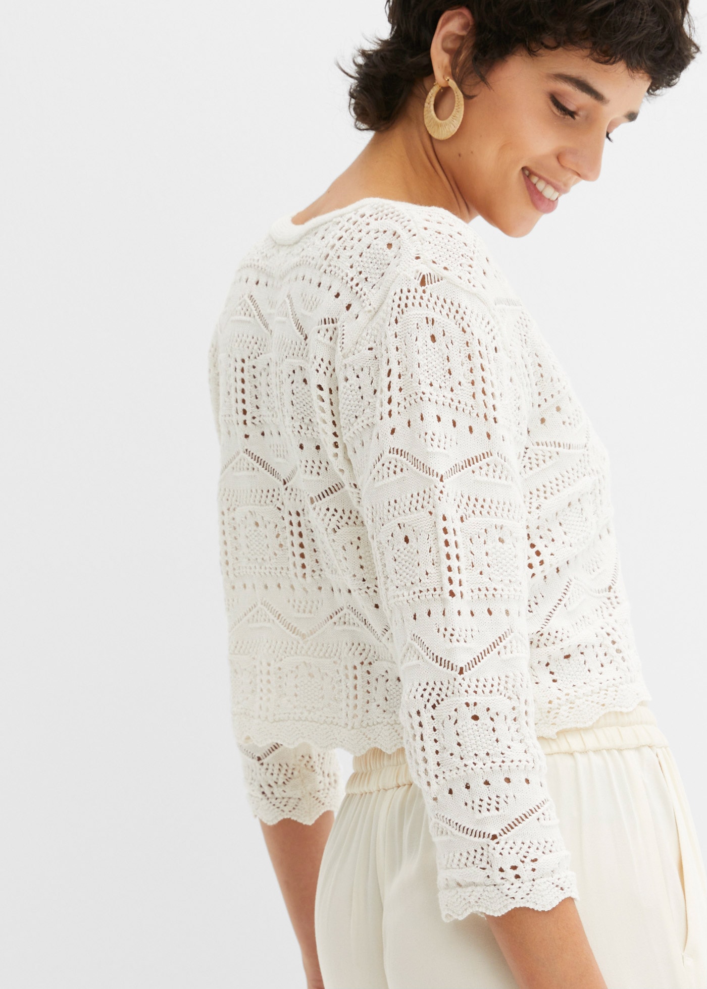 bonprix Ajourstrickjacke »Ajour-Bolero« bequeme Passform, 3/4-Ärmel, Ajour-Bolero