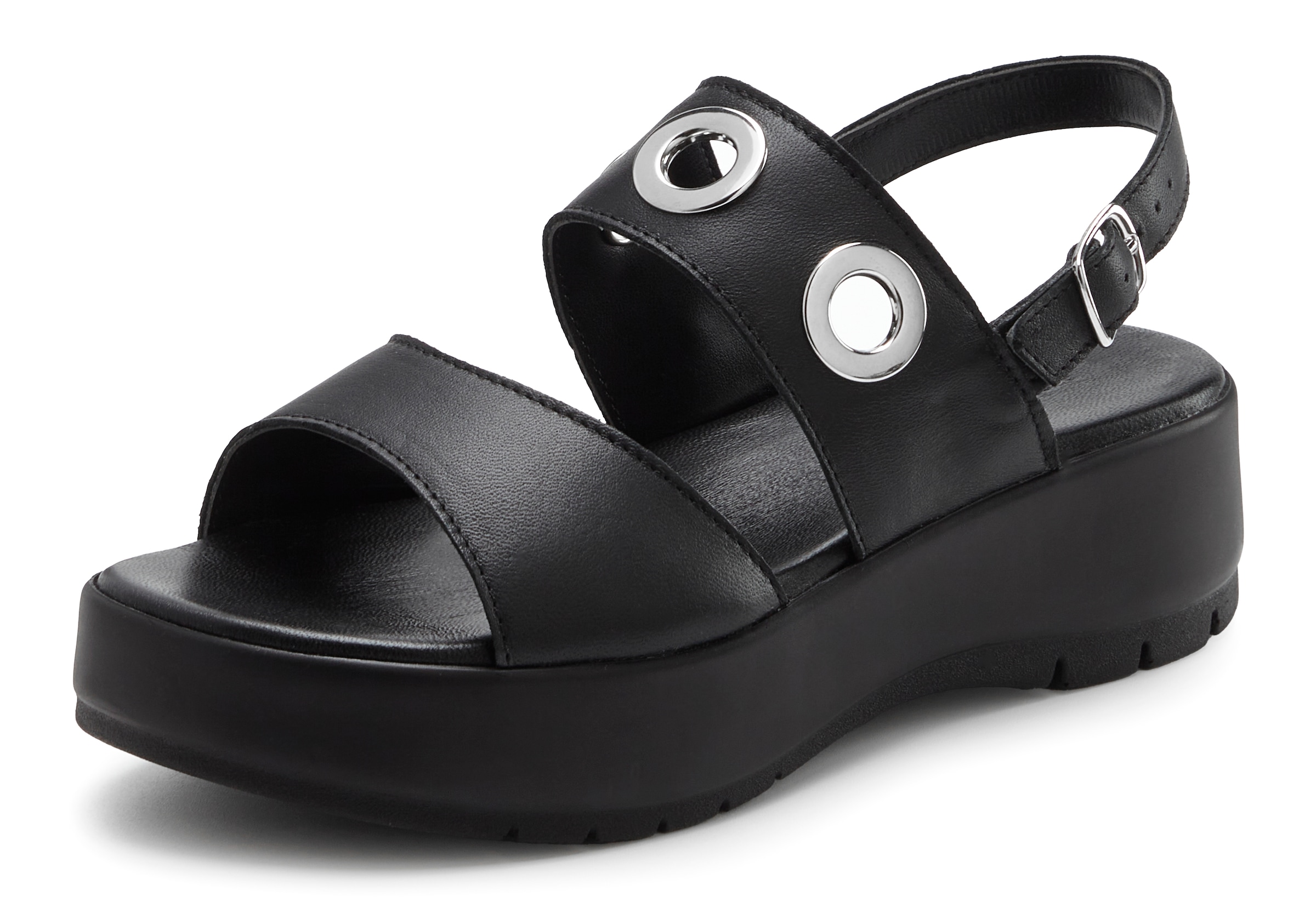 French Connection Sandales »Sandale, Ledersandale, offener Schuh, Sommerschuhe, Ledersandalette«  NEU aus Leder mit modisch bequemer Plateausohle