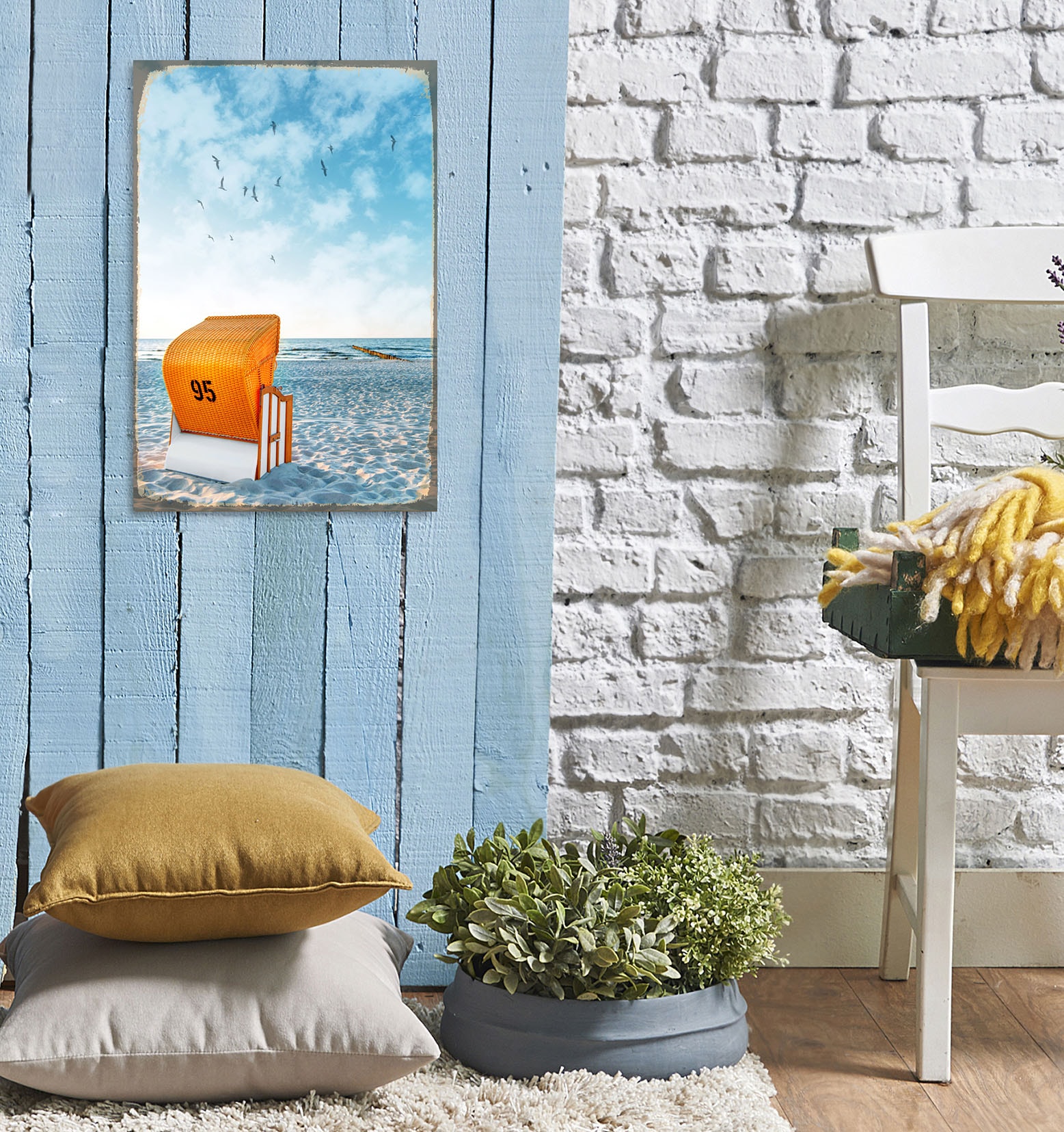 queence Metallbild »Strandkorb«, Strand-Strand-Tiere, (1 St.), Stahlschild, Blechschild, Strandkorb Fernweh, Sylt
