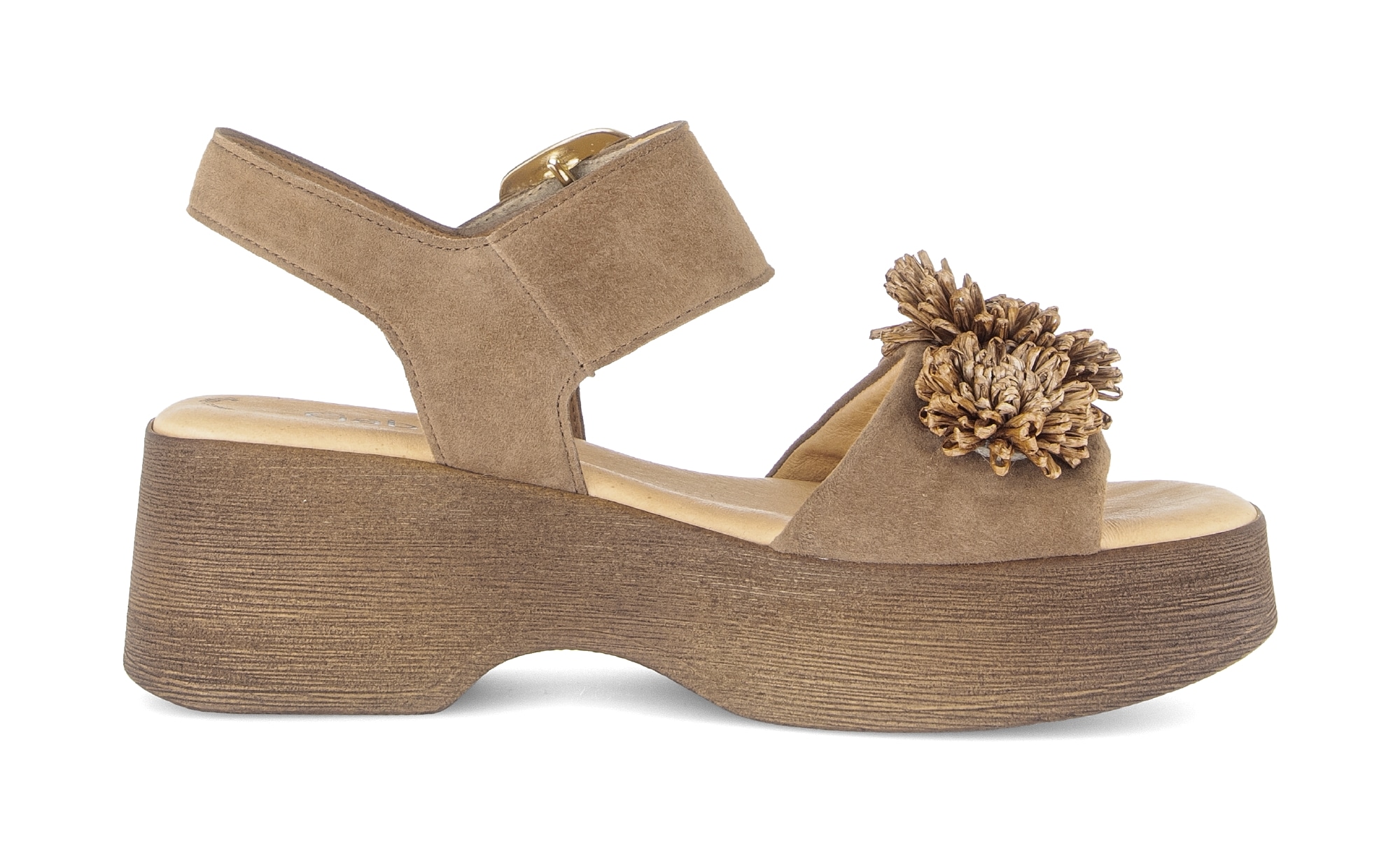 Gabor Sandalette  , Sommmerschuh mit Plateau und Absatz in Holzoptik