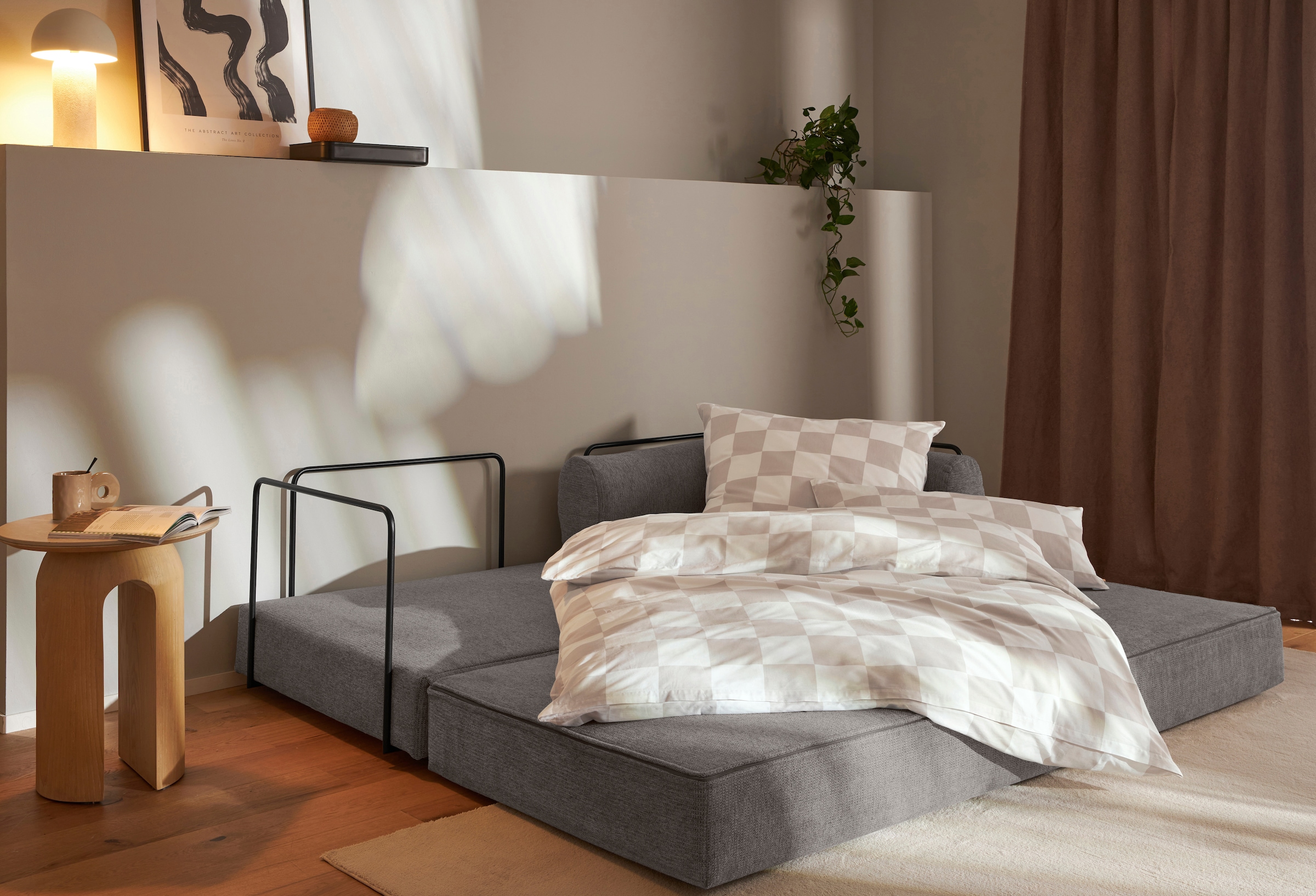 homsy by Ana Johnson Canapé-lit »Folda Dauerschläfer, B: 206 cm, Liegefl. 181x198 cm« avec fonction lit/sommeil, incl. 1 coussin décoratif, ressorts ensachés
