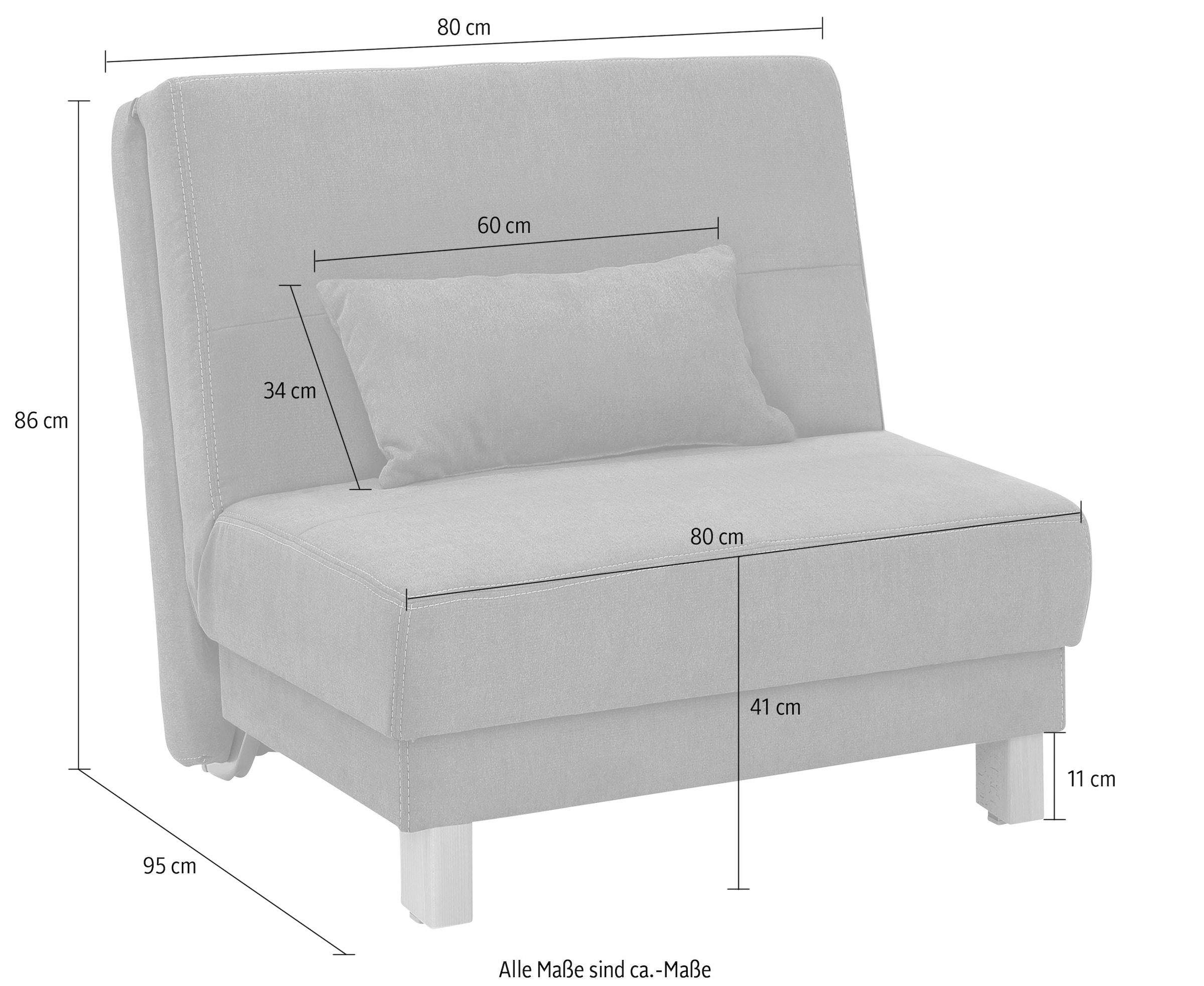 Home affaire Schlafsofa »Gina« vom Sofa zum Bett mit einem Handgriff, in 4 Breiten, Nierenkissen