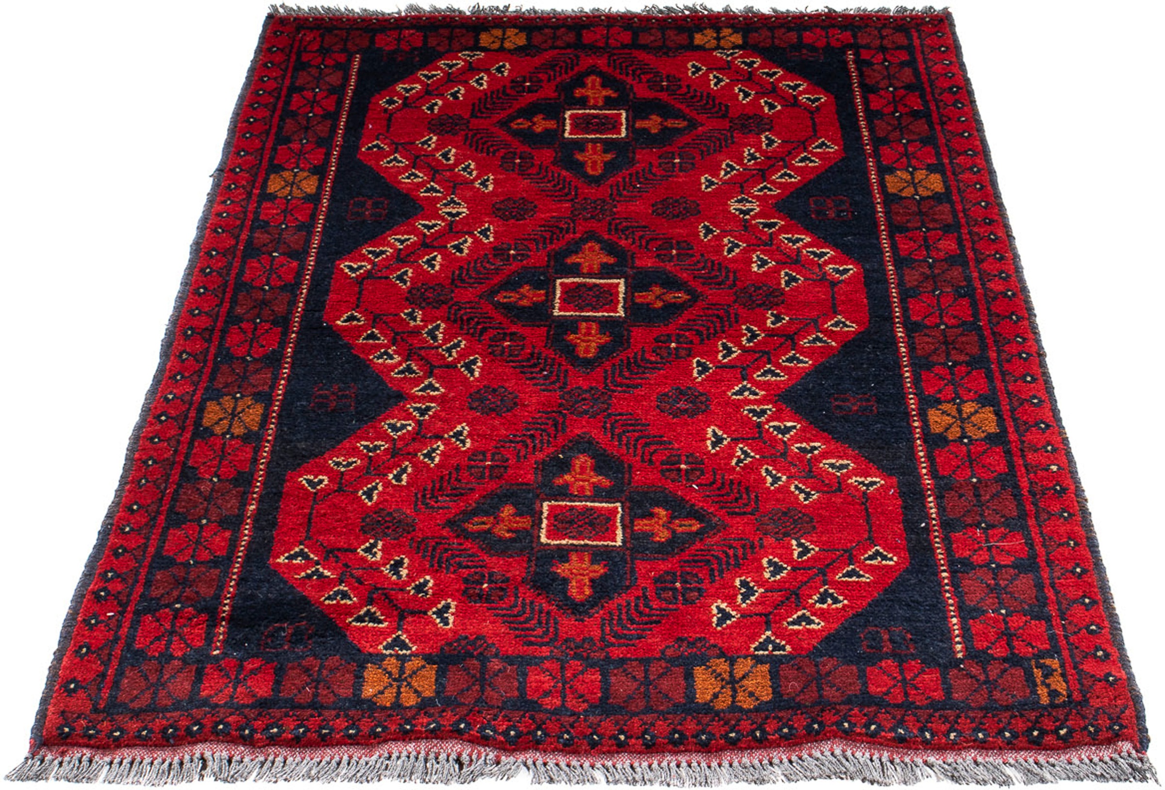 Image of morgenland Orientteppich »Afghan - Kunduz - 124 x 77 cm - dunkelrot«, rechteckig, 7 mm Höhe, Wohnzimmer, Handgeknüpft, Einzelstück mit Zertifikat bei Ackermann Versand Schweiz