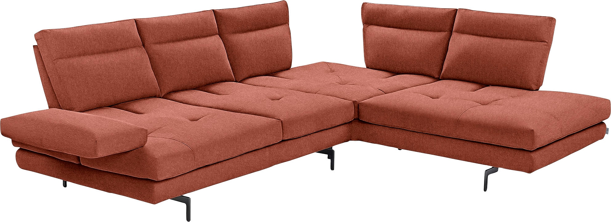 CALIA ITALIA Ecksofa »Toby Wing, B/T: 288/232 cm, Designsofa mit sensationellem Sitzkomfort« L-Form, Sitztiefenverstellung, funktionale Ecke, Füsse in schwarz matt
