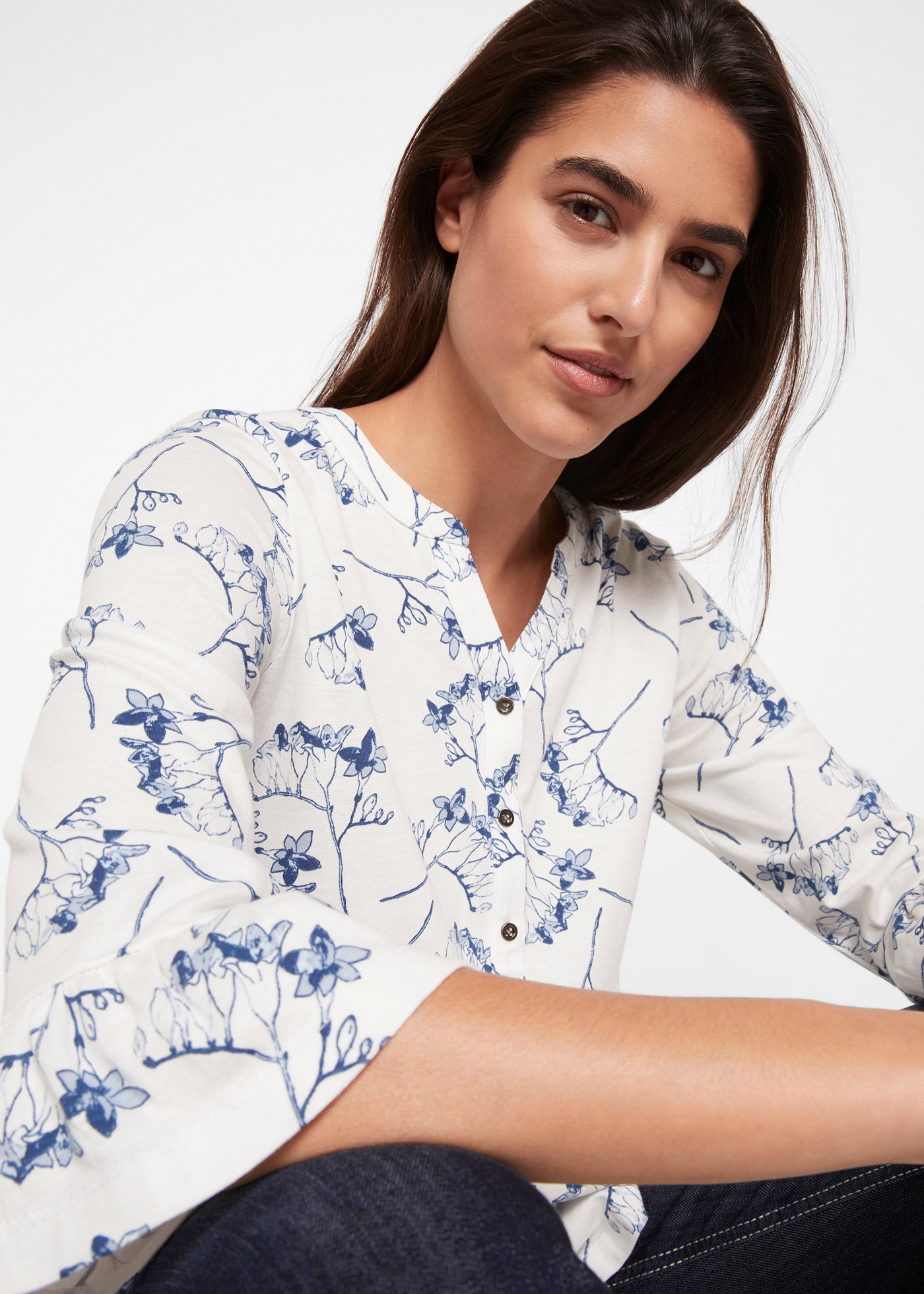 bonprix T-shirt tunique ausgestellte Passform, 3/4-Ärmel, für Frühling und Sommer