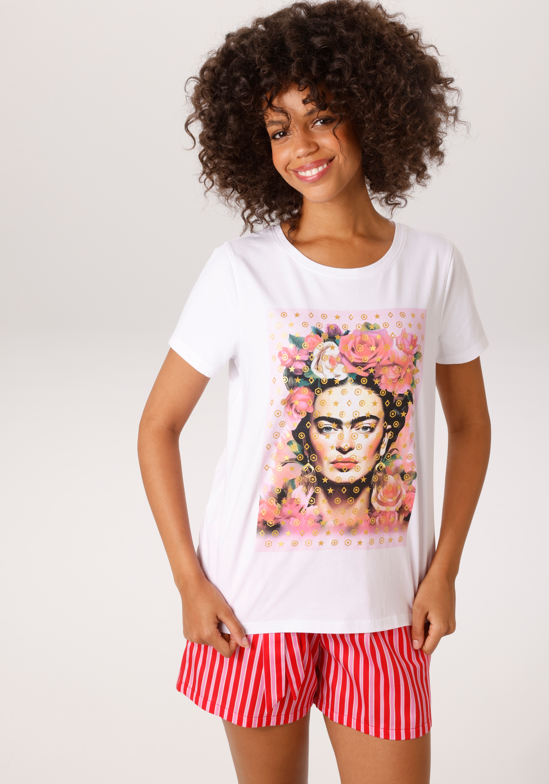Image of Aniston CASUAL T-Shirt mit goldfarbenem Foliendruck verzierter Frontprint