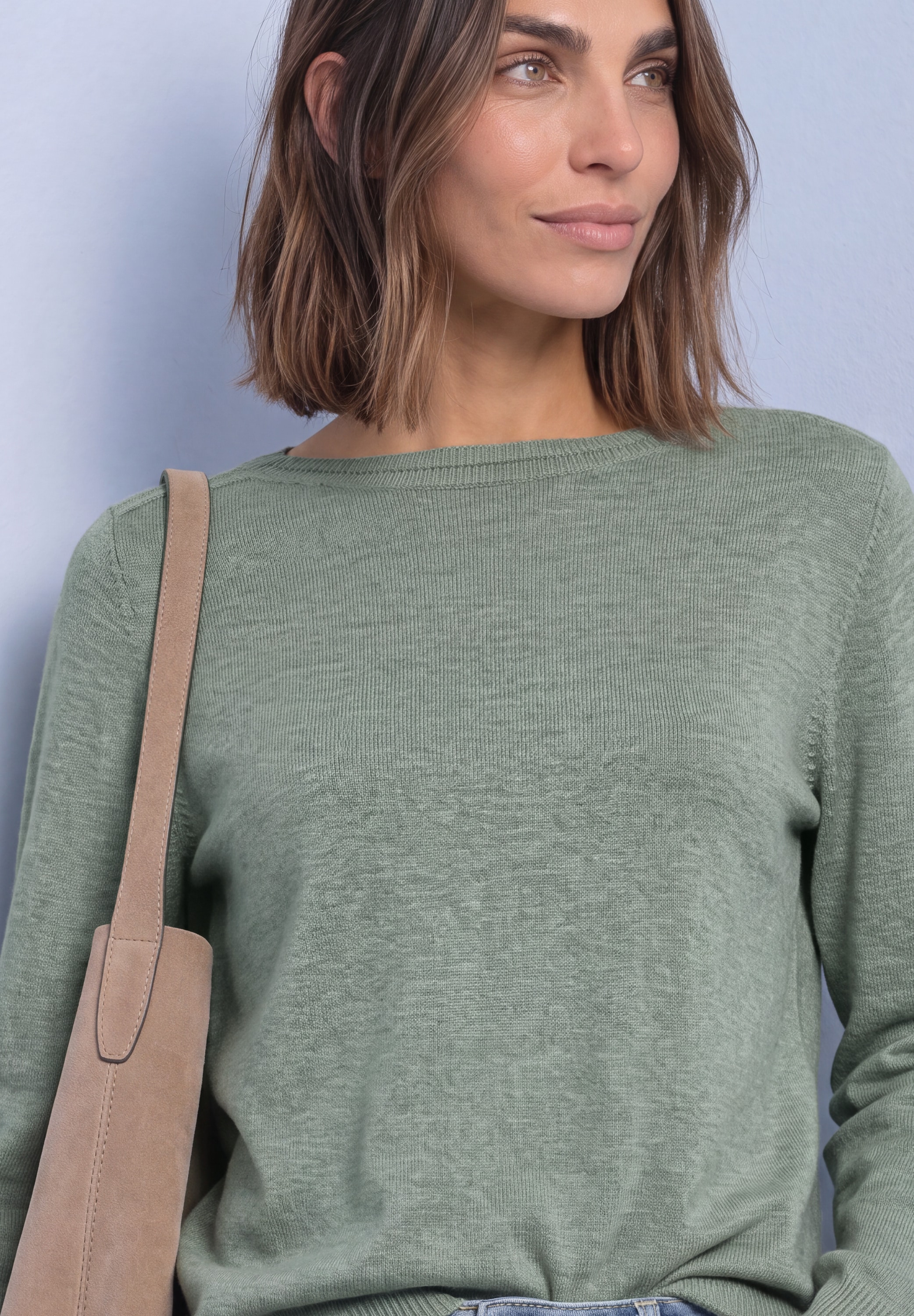 STREET ONE Strickpullover Feinstrick mit U-Boot-Ausschnitt / Viskose