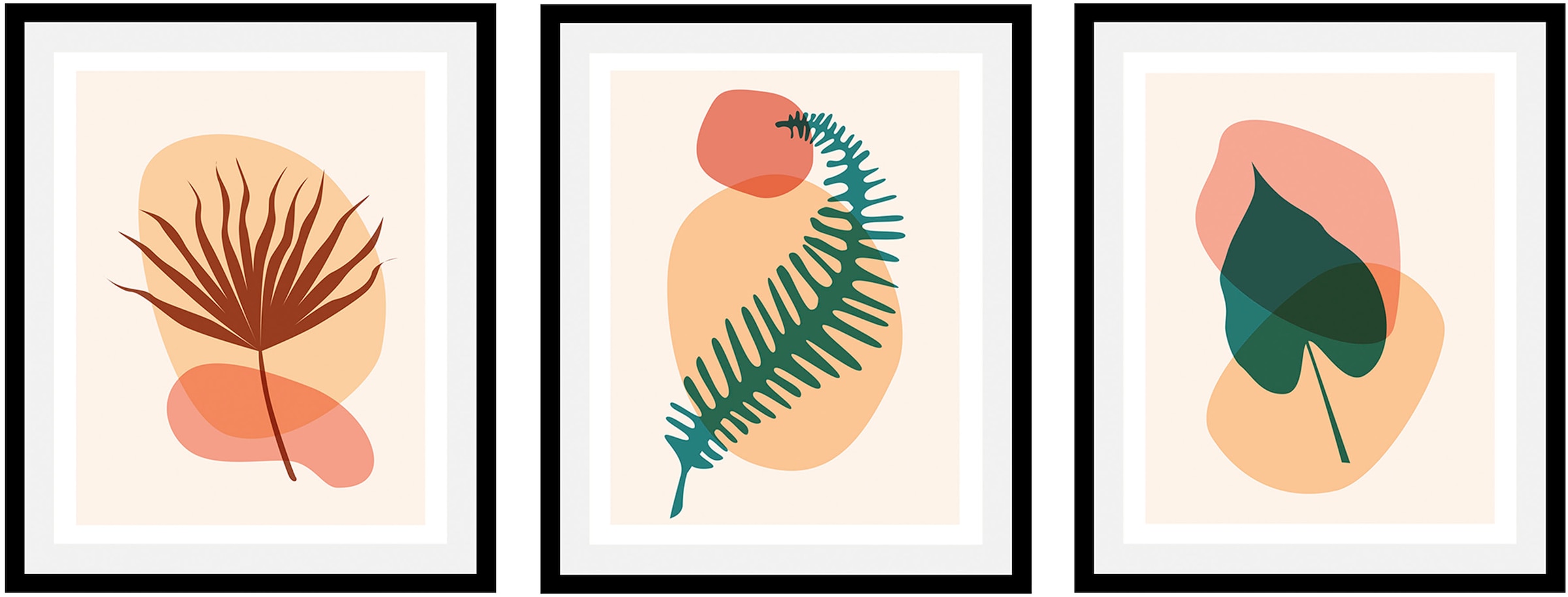Image of queence Bild "Set Hanja" Abstrakt Blumen Figuren 1 Stk. tlg. gerahmt