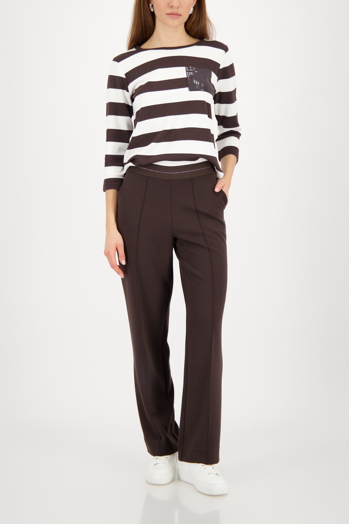Monari Jogger Pants »Basic Lurex«  elastischer Bund mit Glitzerstreifen, Straight Fit