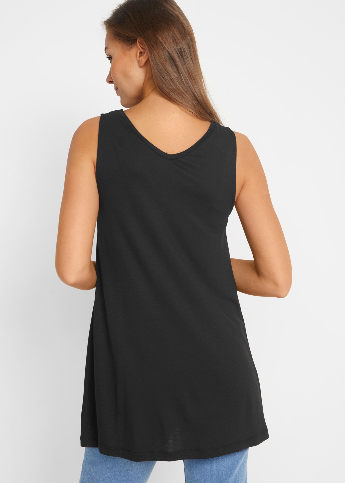 bonprix Top long A-Linie, V-Ausschnitt, aus Viskose und Elasthan