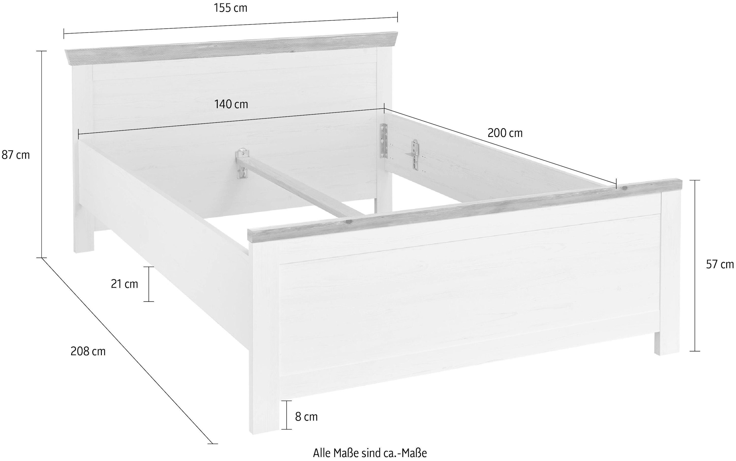 Home affaire Bett »Florenz Doppelbett Landhausstil Bettgestell (100,140 oder 180/200cm)«, aus FSC®-zertifiziertem Holzwerkstoff, in 3 Breiten