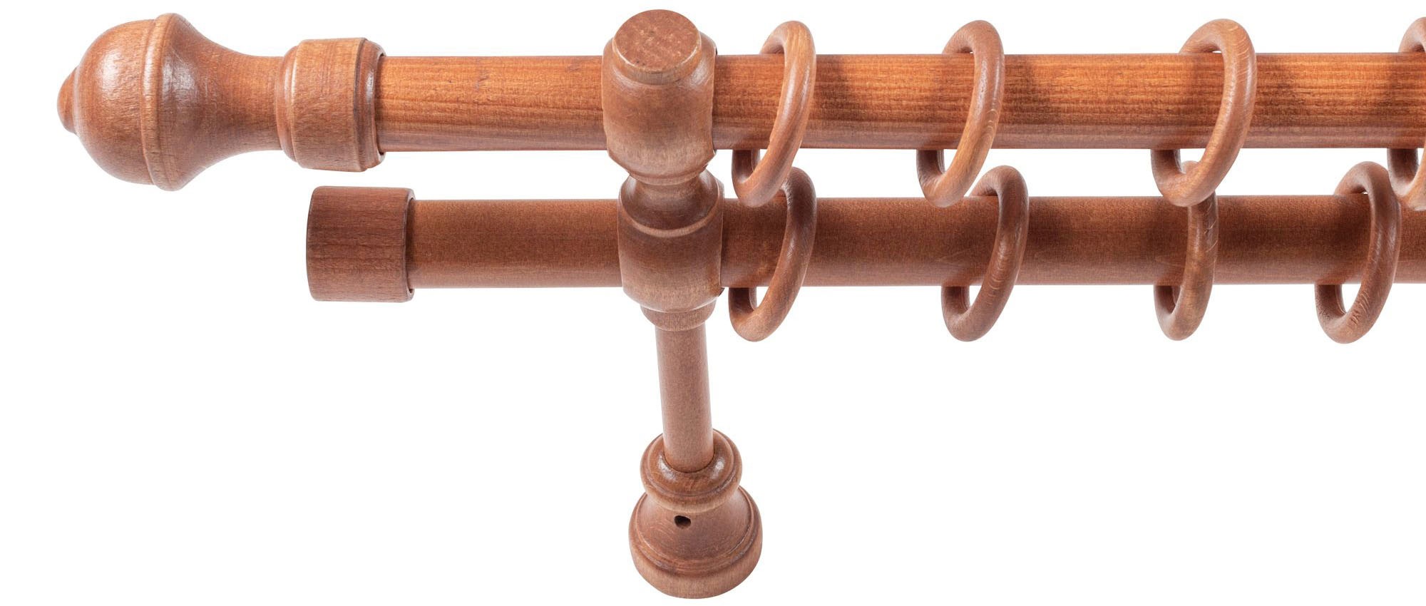 SN DECO GROUP Gardinenstange »Ares«, 2 läufig-läufig, Fixmass, 28 mm, Holz, verschiedene Längen und Farben, Komplettset