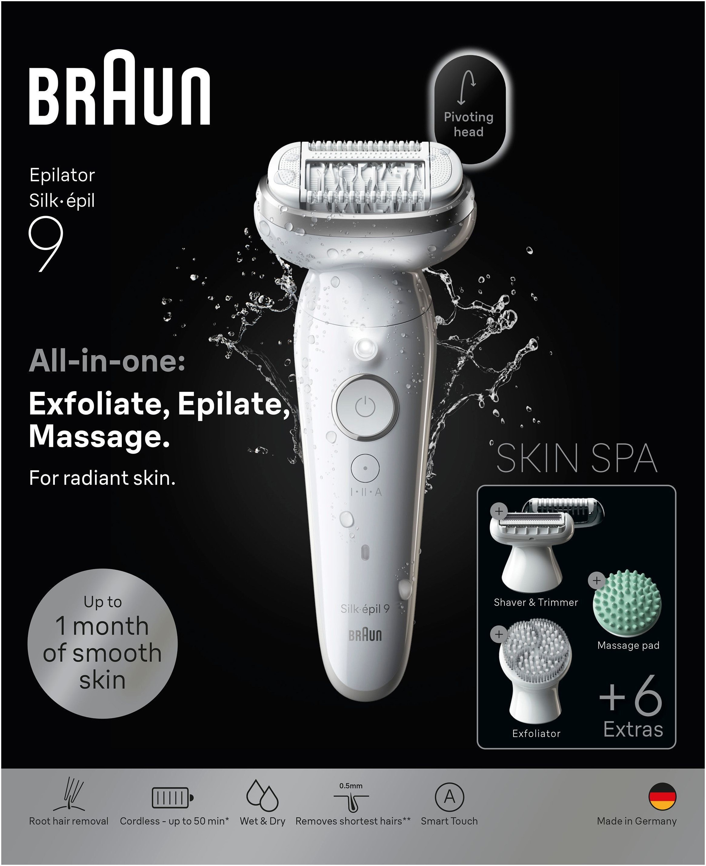 Braun Épilateur »Silk-épil SkinSpa 9 SES9-080 (Modell 2026) 9-381 (Modell 2025)« ensemble beauté corps entier
