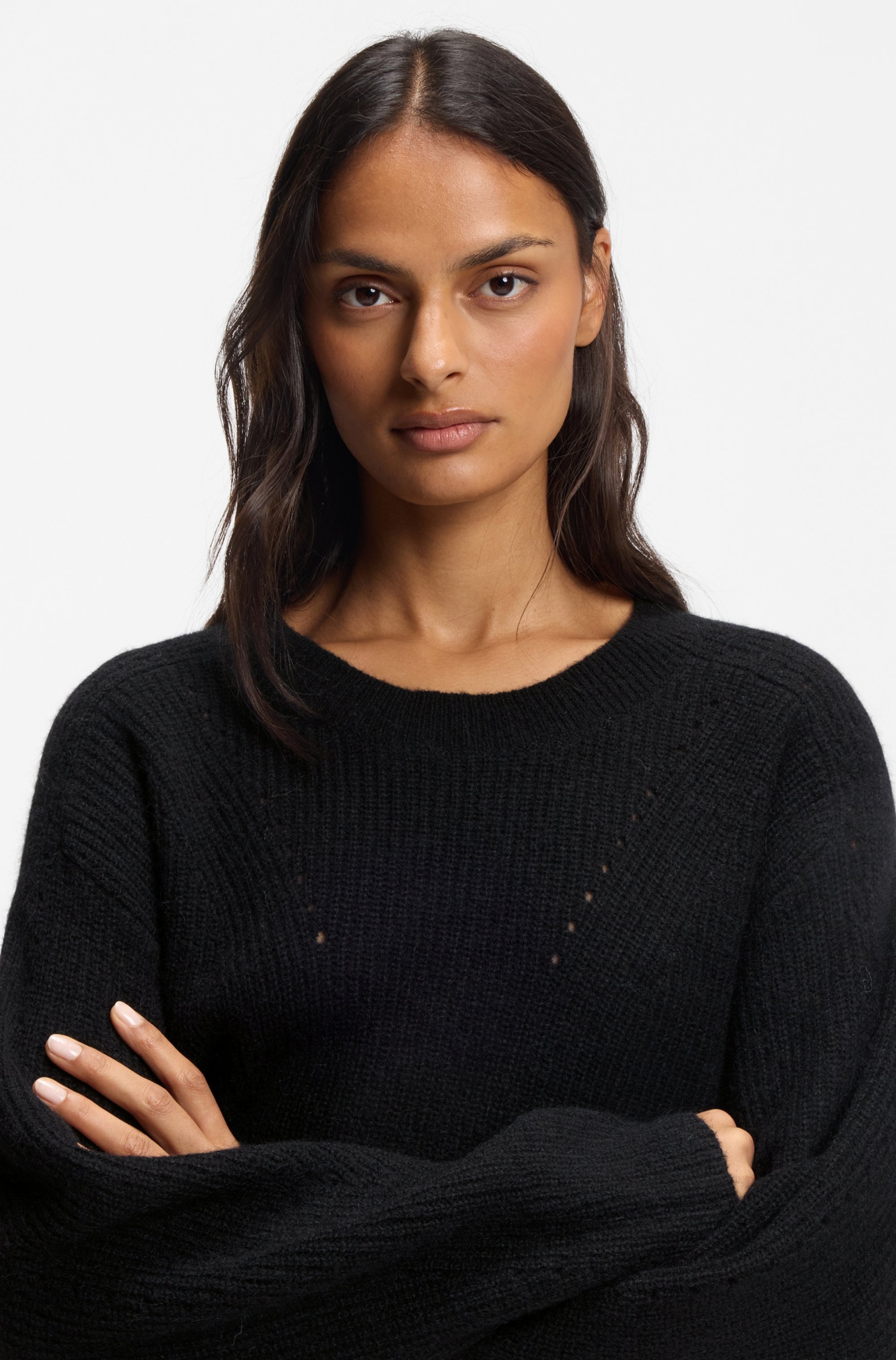 BOSS ORANGE Strickpullover »Fenne Premium Damenmode« mit Ajourlochmuster