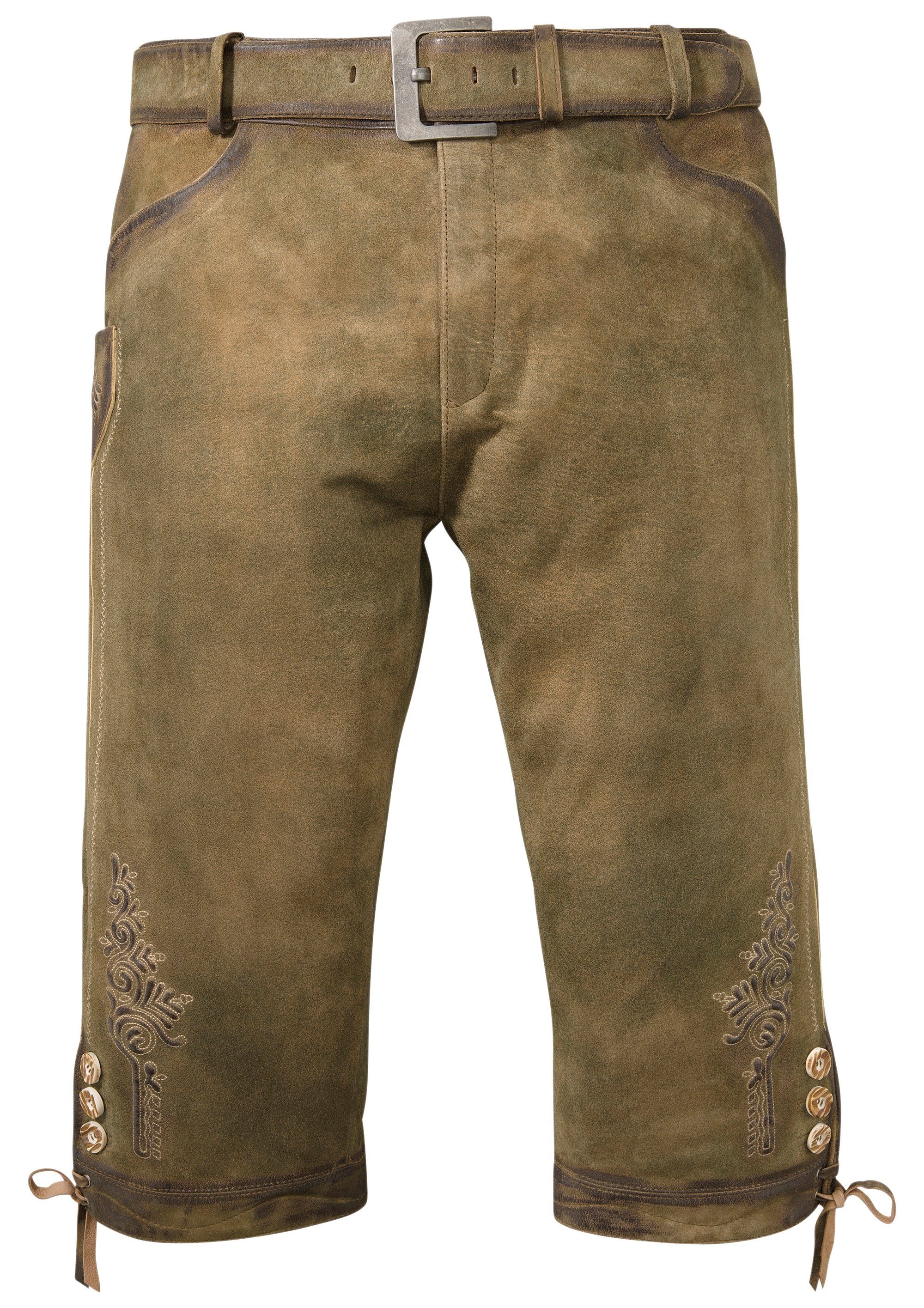 Lederhose 3/4-lang Herren mit Gürtel