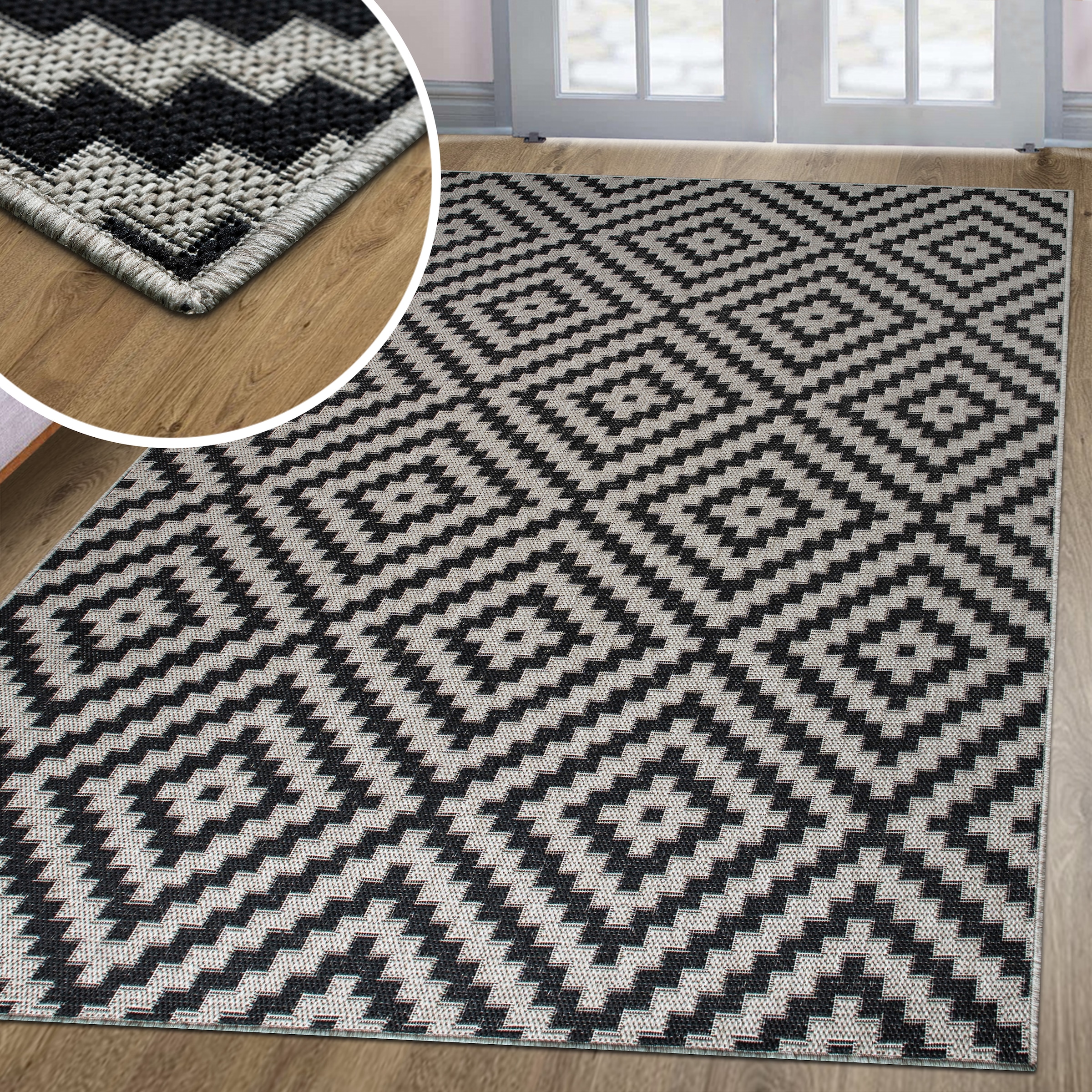 my home Teppich »Cordoba auch als Läufer erhältlich« rechteckig 3 mm Höhe In- und Outdoor geeignet, Sisal-Optik, Wetterfest & UV-beständig, Boho