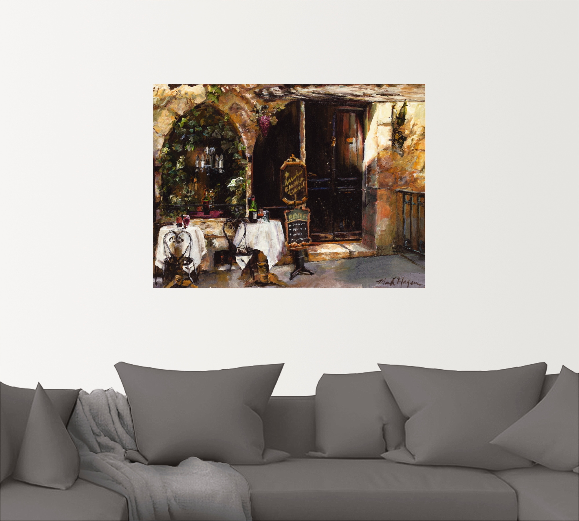 Artland Wandbild »Treffen am Café«, Restaurant & Cafés, (1 St.), als Leinwandbild, Wandaufkleber in verschied. Grössen