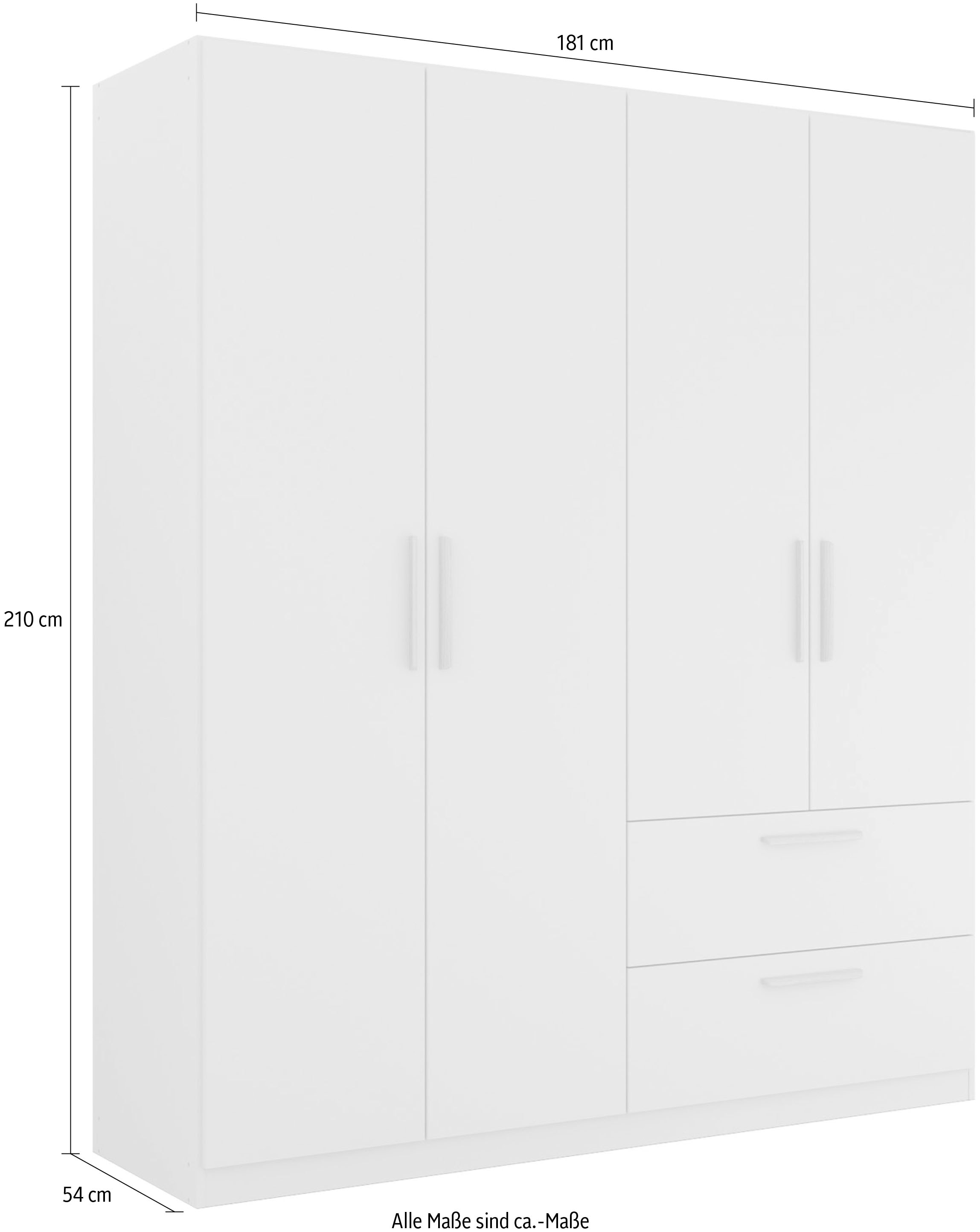 rauch Kleiderschrank »Drehtürenschrank Schrank Garderobe Ankleide SKANDI BY QUADRA SPIN« Breiten: 181/226/271 cm, Höhe 210 cm,  im Landhaus-Stil mit Massivholzgriffen aus Wildeiche, mit Schubladen