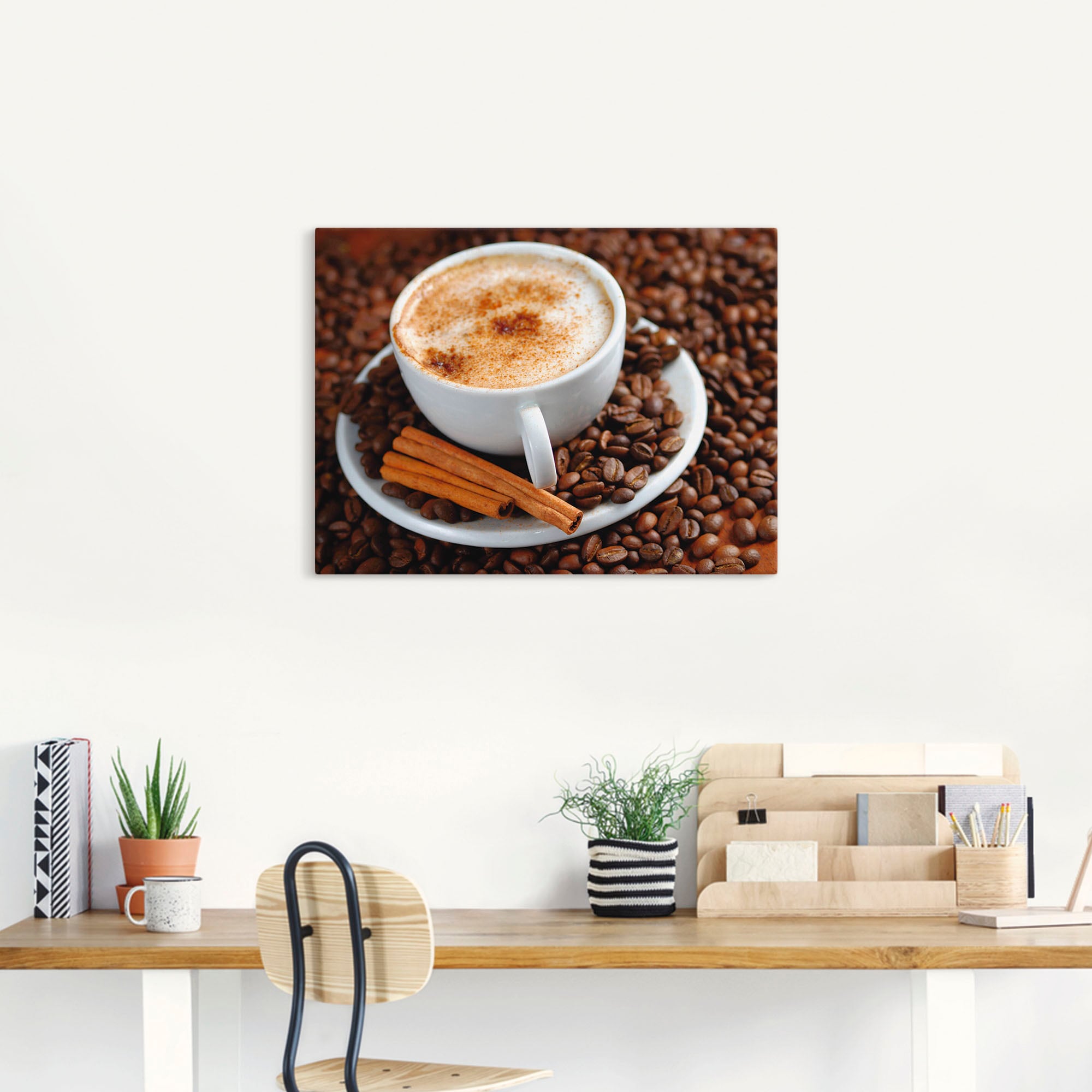 Artland Tableau sur toile »Cappuccino - Kaffee« 1 cuis tlg. auf Holzrahmen gespannt