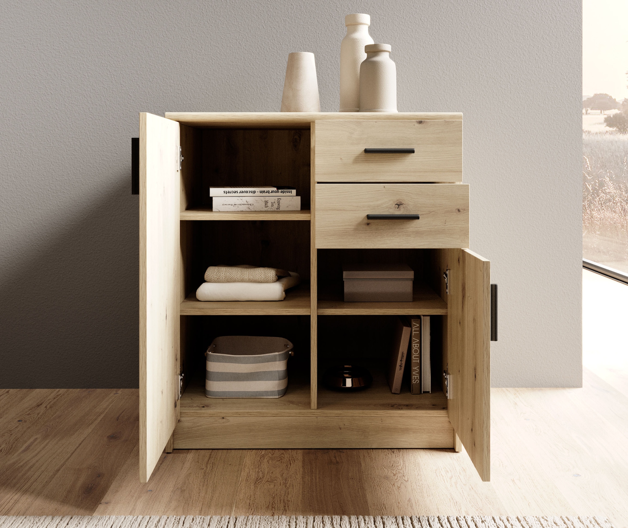 HBZ Sideboard »Nelly Kommode, BxHxT 74x86x50cm« 1 Stk. tlg. Breite 74cm, Einlegeböden verstellbar, foliert