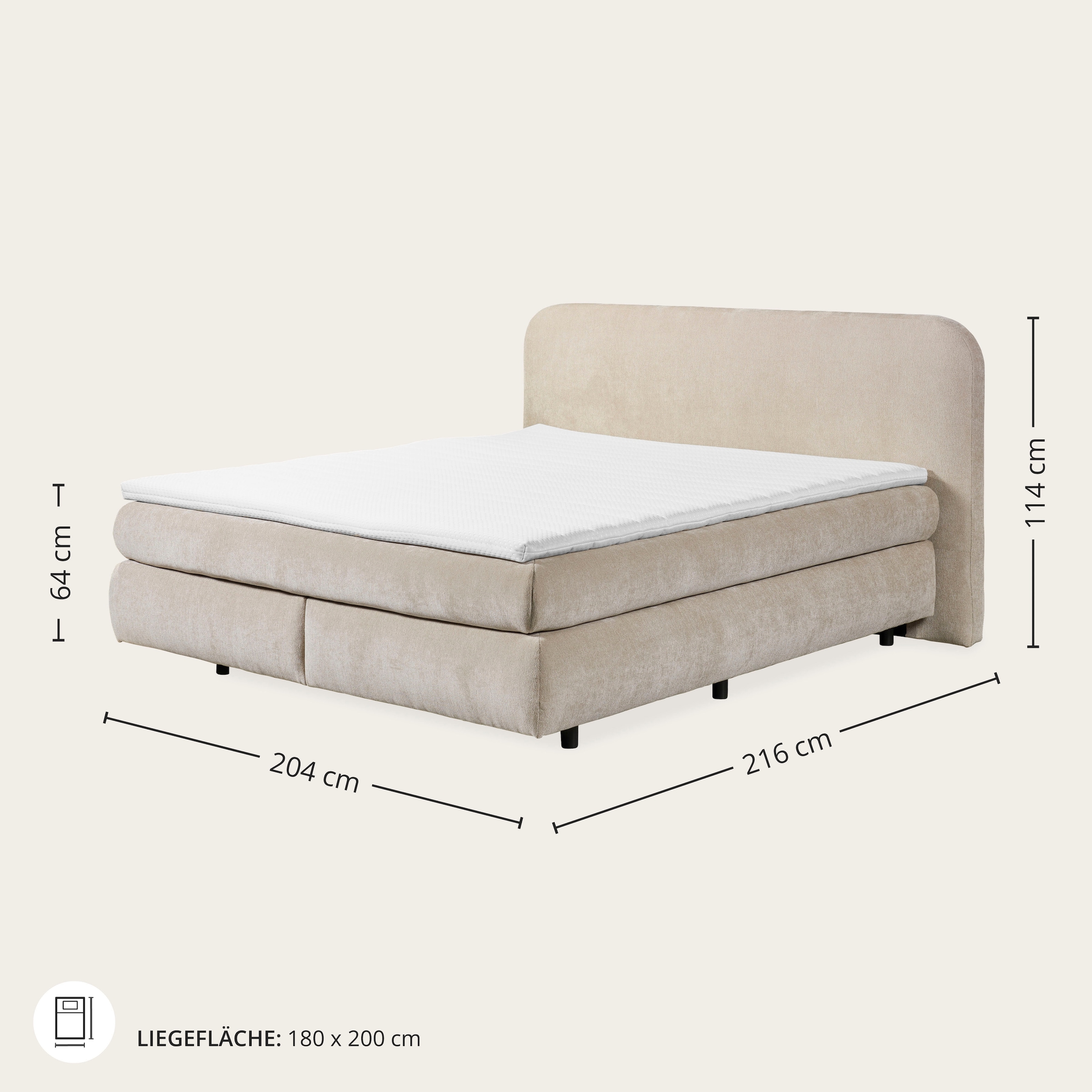 ED EXCITING DESIGN Lit boxspring »ELBRUS in der Breite 180cm, inkl. Topper« disponible en plusieurs couleurs