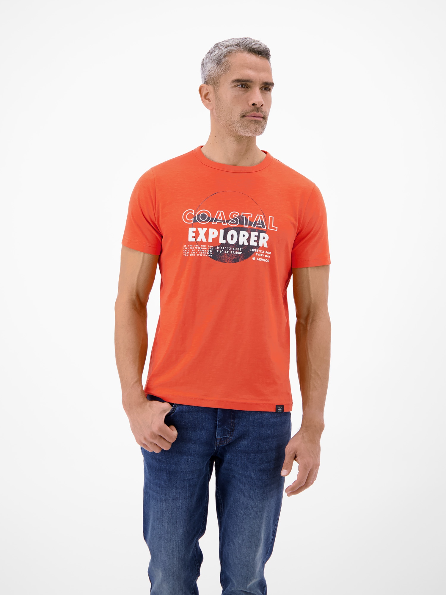 Image of LERROS T-Shirt "T-Shirt mit Brustprint und Rundhalsausschnitt"