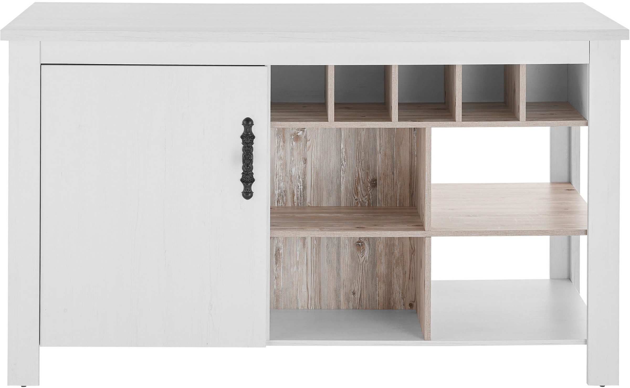 Home affaire Kücheninsel »Florenz, Küchenblock in Pinie Weiss, Kochinsel, Küchenarbeitsblock« Breite 161 cm, mit verschnörkeltem Metallgriff, Arbeitshöhe 92 cm