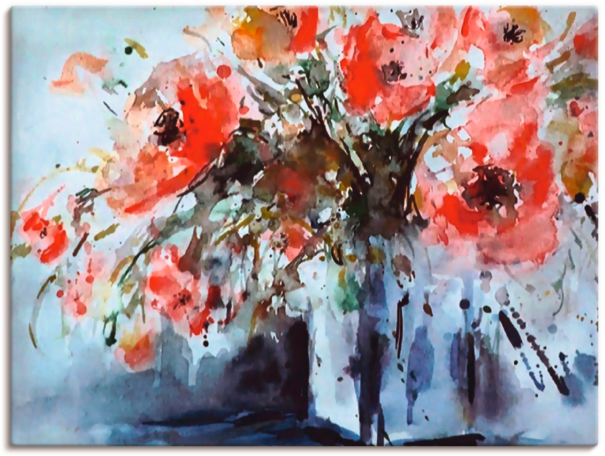 Image of Artland Wandbild »Mohn in Vase«, Blumen, (1 St.), in vielen Grössen & Produktarten - Alubild / Outdoorbild für den Aussenbereich, Leinwandbild, Poster, Wandaufkleber / Wandtattoo auch für Badezimmer geeignet bei Ackermann Versand Schweiz