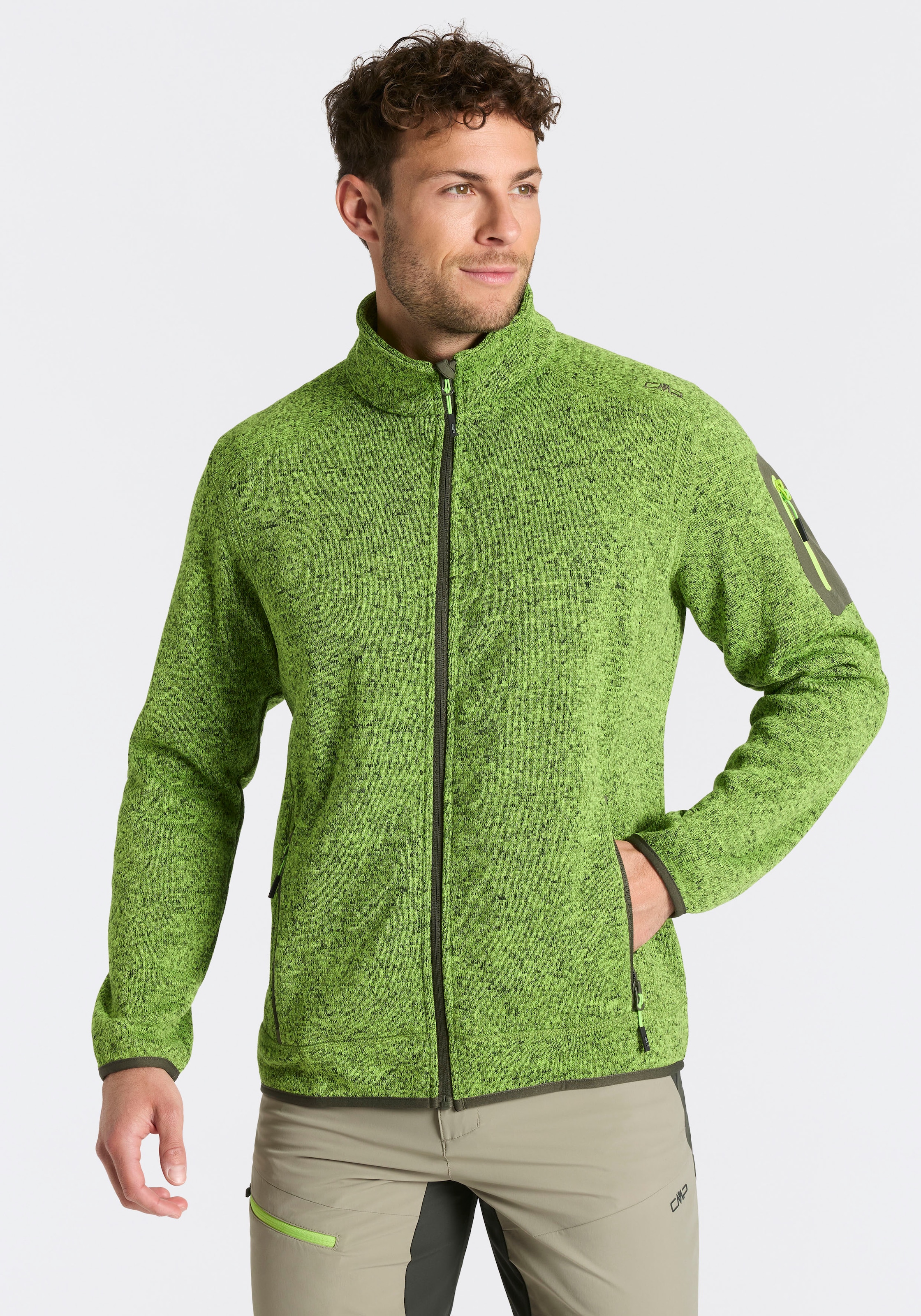 Image of CMP Strickfleecejacke "MAN JACKET" ohne Kapuze atmungsaktiv, schnell trocknend, wärmend, Übergangsjacke