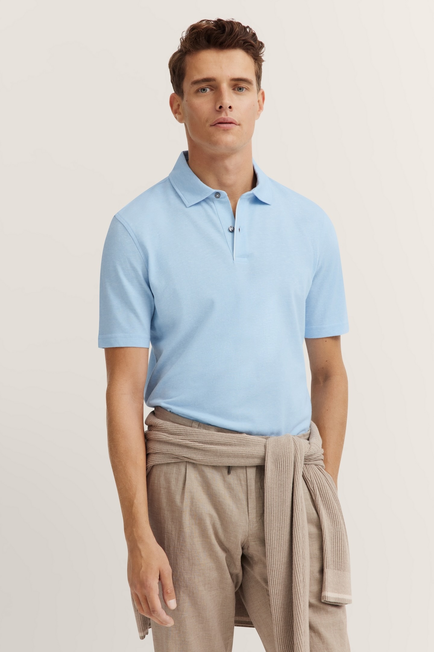 Image of bugatti Poloshirt aus Baumwoll-Leinen-Mischung