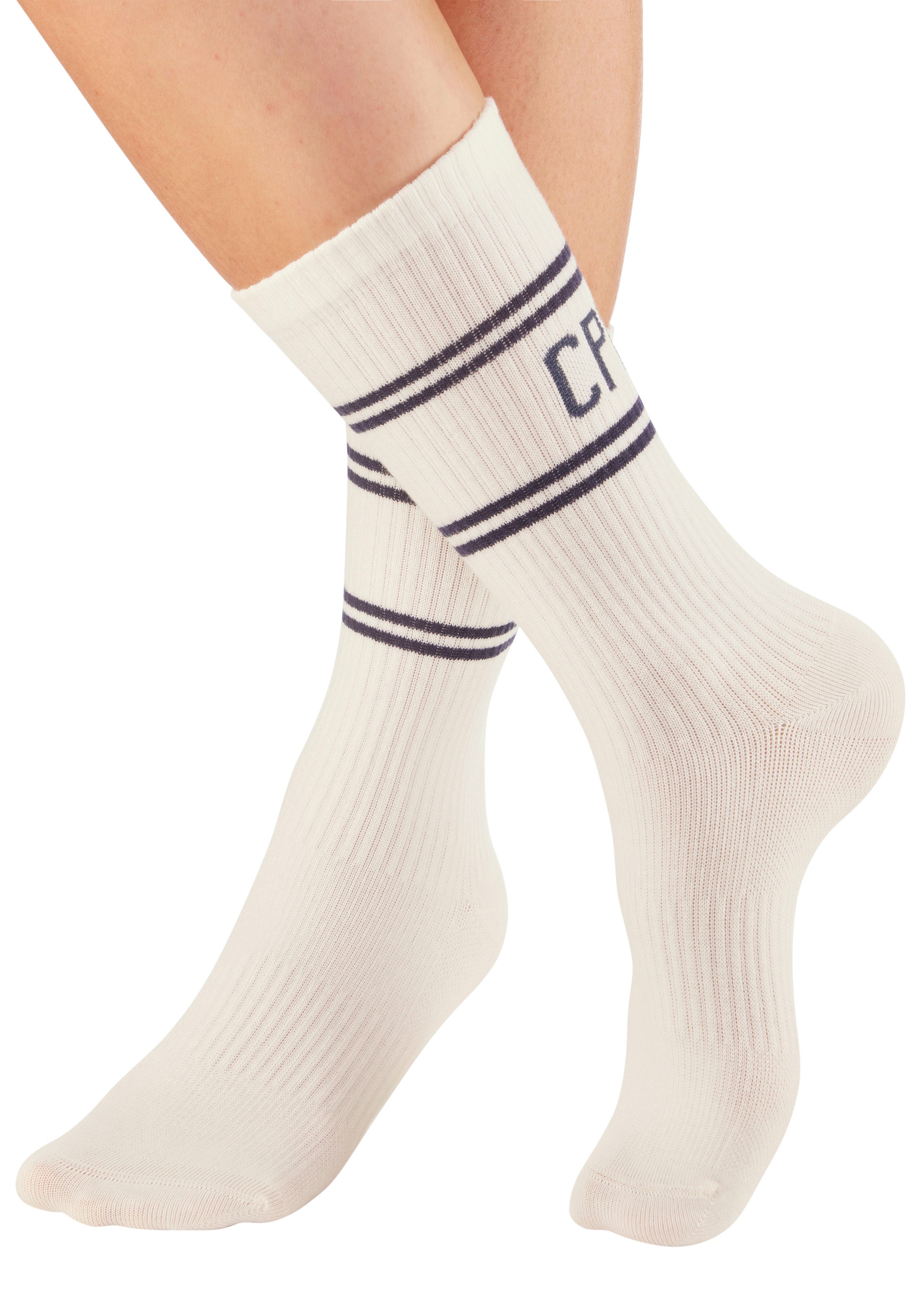 Copenhagen Studios Chaussettes longues Packung, 2 cuis tlg. mit Pikeé-Struktur unter der Sohle