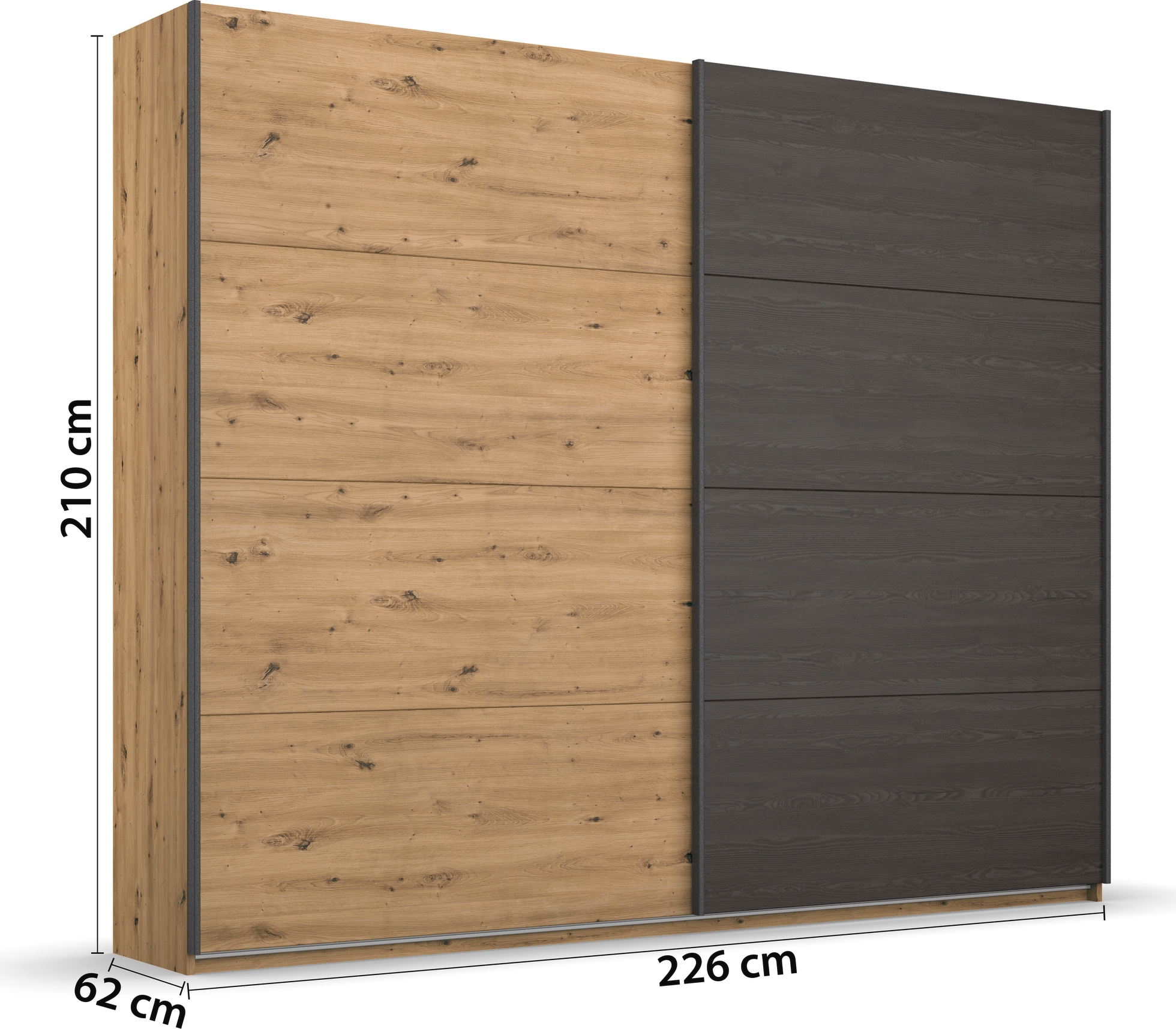 rauch Armoire à portes coulissantes »Kleiderschrank Schrank Garderobe Schlafzimmerschrank APOLLON« avec grand espace de rangement et panneaux de porte contrastés MADE IN GERMANY