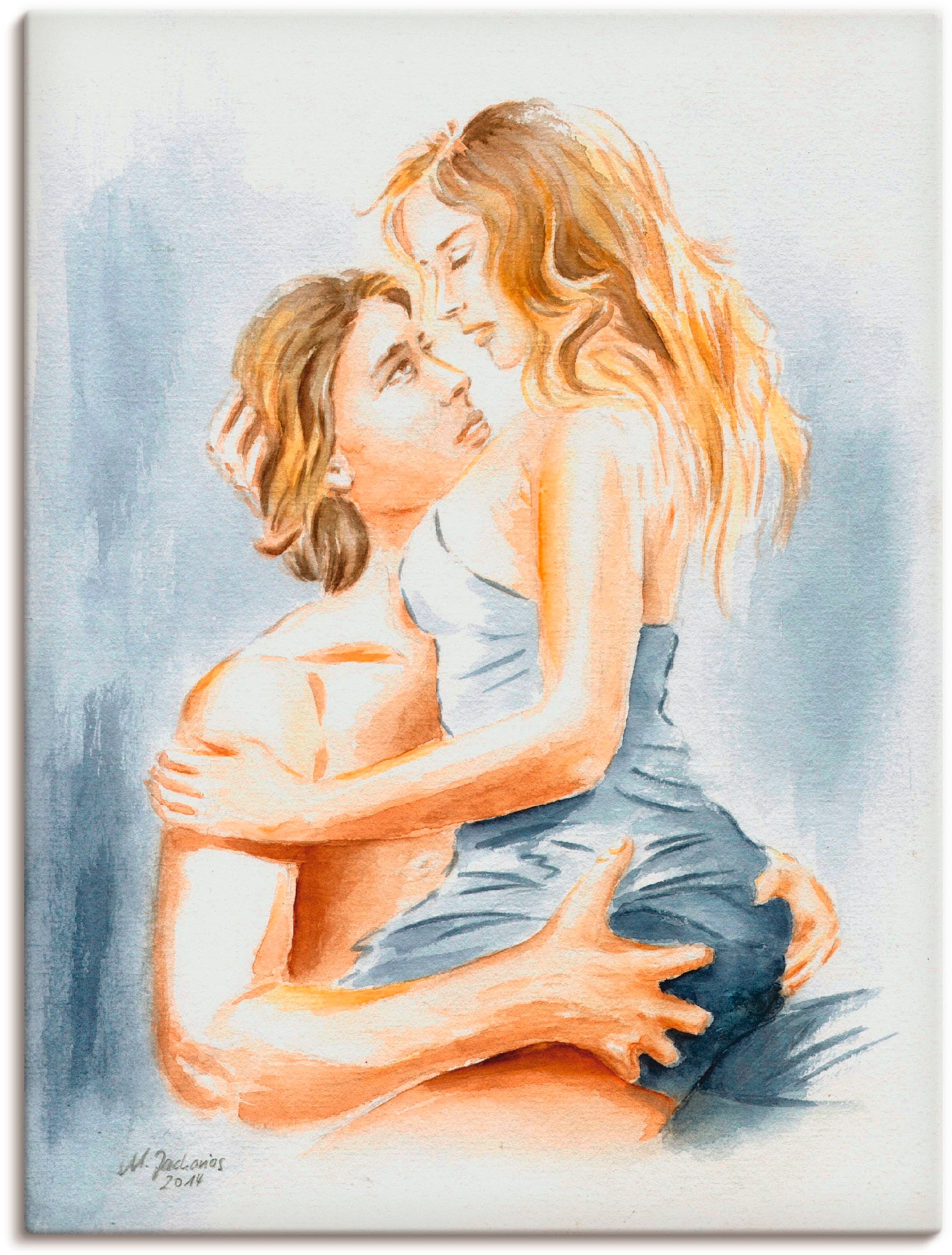 Image of Artland Wandbild »Verliebtes Pärchen - erotisches Aquarell«, Paar, (1 St.), in vielen Grössen & Produktarten - Alubild / Outdoorbild für den Aussenbereich, Leinwandbild, Poster, Wandaufkleber / Wandtattoo auch für Badezimmer geeignet bei Ackermann Versand