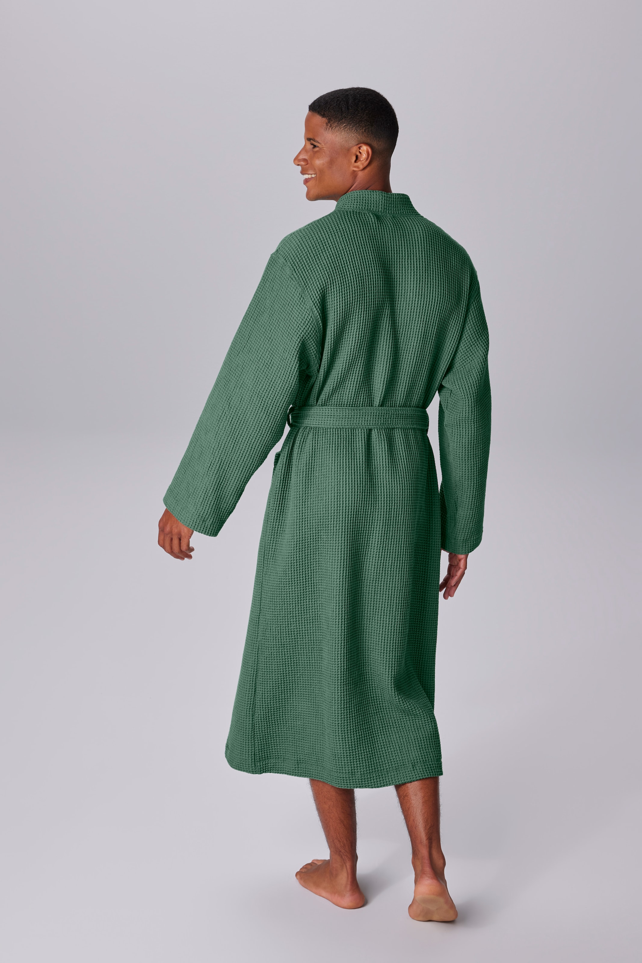 my home Peignoir de bain unisexe »Inga, Waffelpiqué, ideal für Sauna & Spa, Hotelbademantel« 1 cuis tlg., kleines Packmass, Taschen, Damen & Herren, S-3XL, Morgenmantel