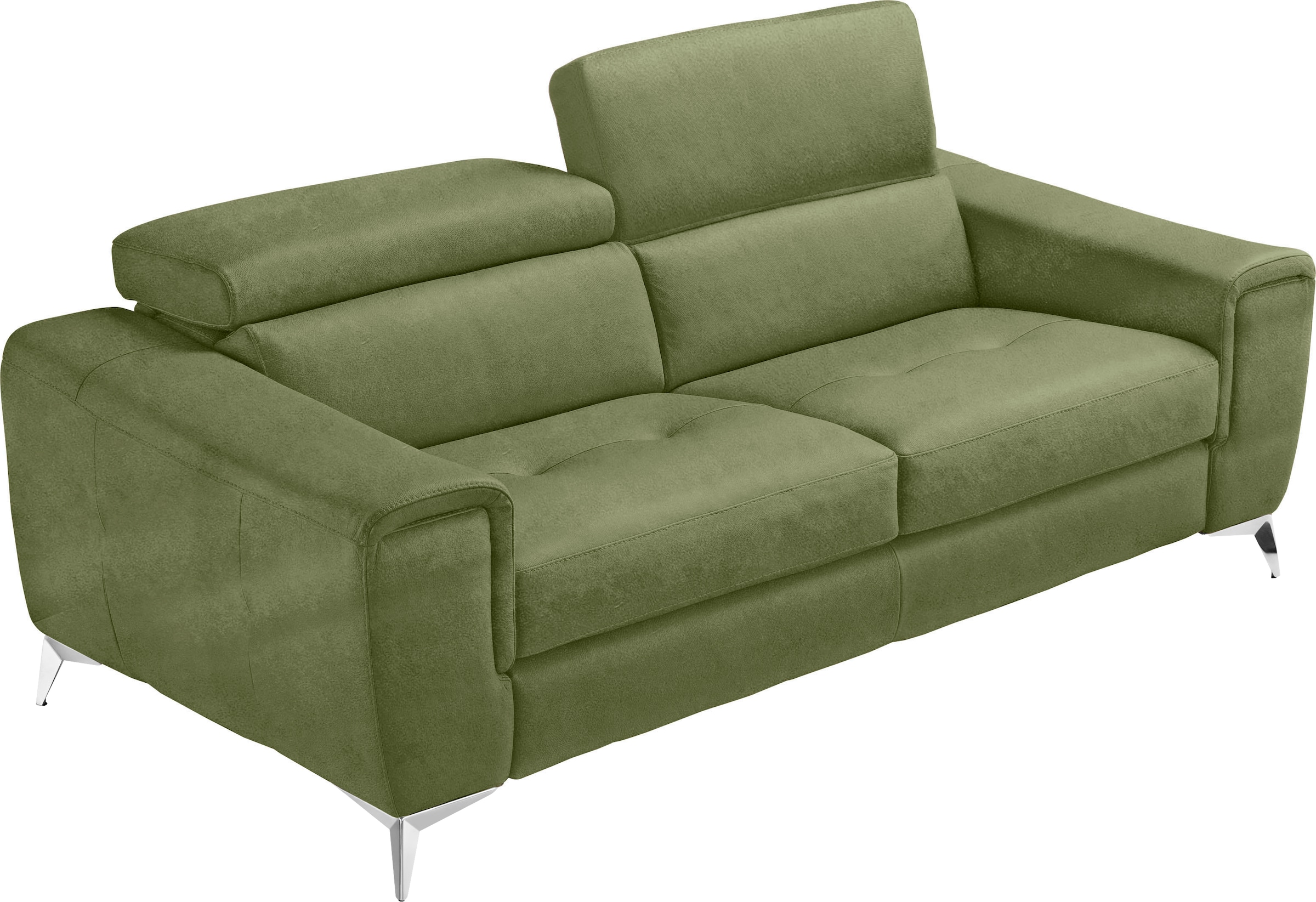 Image of Egoitaliano Schlafsofa "Francine Designsofa, Loungesofa mit Dauerschlaffunktion, Breite 233 cm" mit Bettfunktion, Luxus-Microfaser BLUSH, kiwi, Fussfarbe chrom